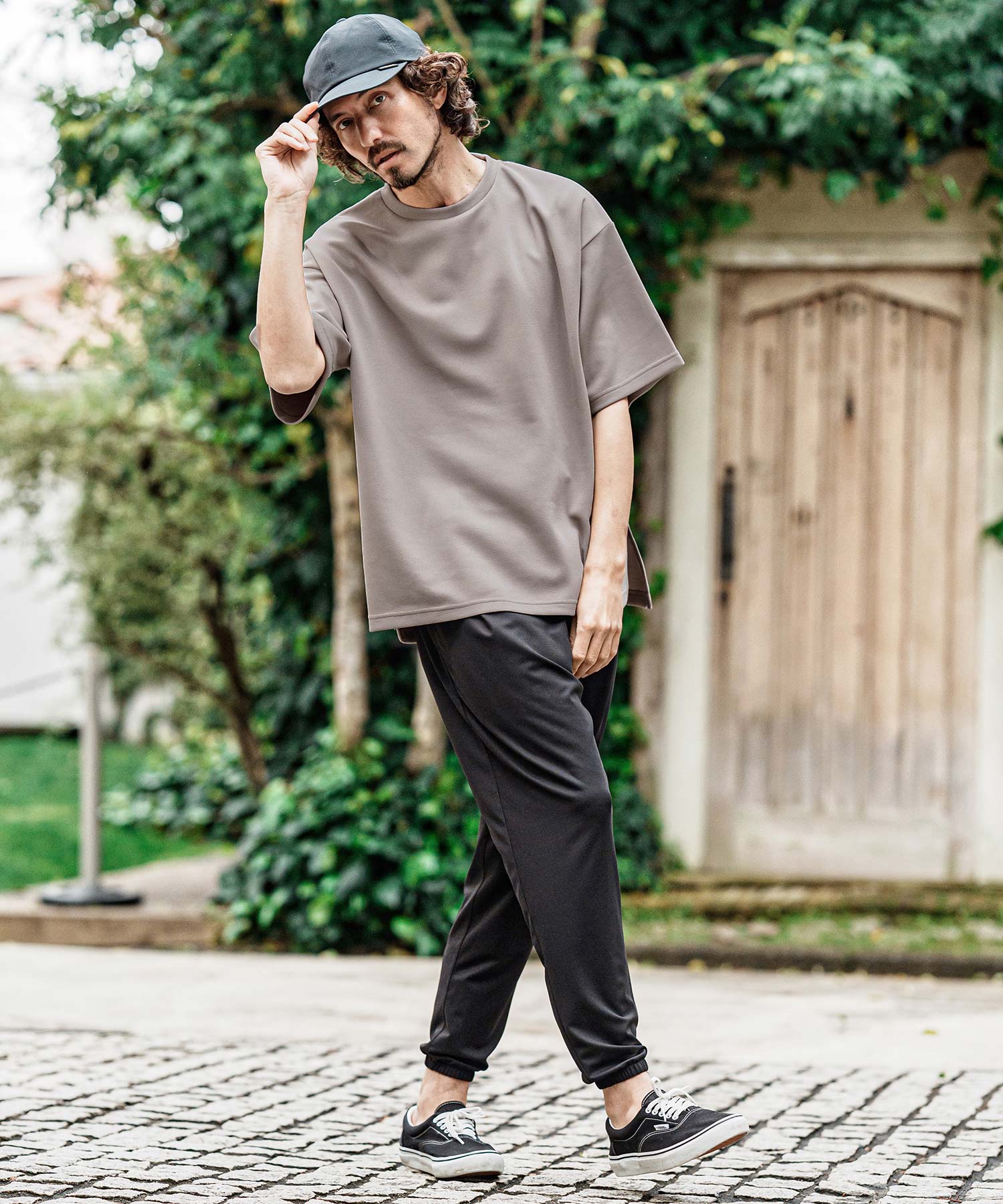 CAMBIO(カンビオ)】鹿の子サイドスリットショートスリーブTシャツ