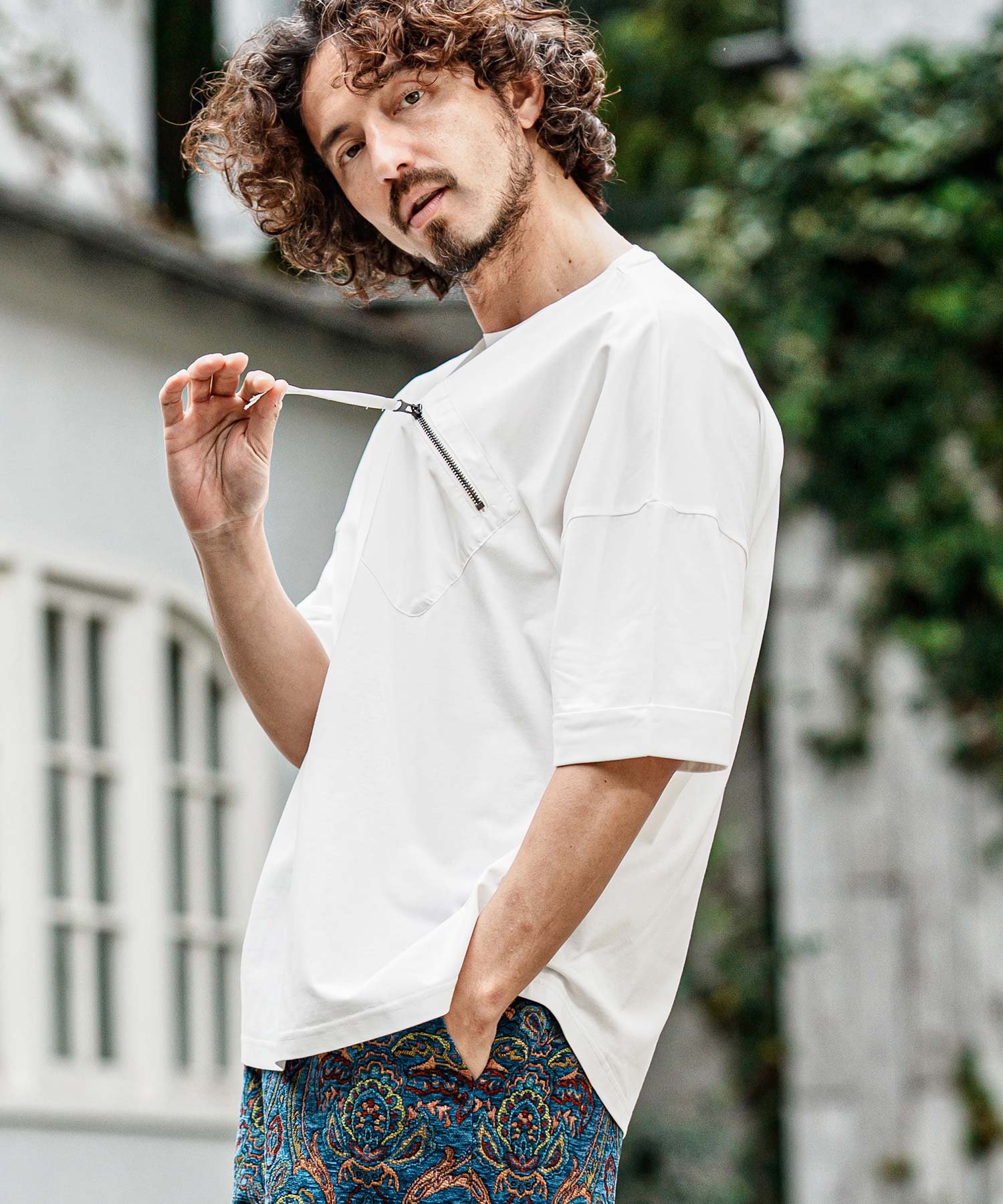 CAMBIO(カンビオ)】胸ポケットZIPショートスリーブTシャツ | CAMBIO