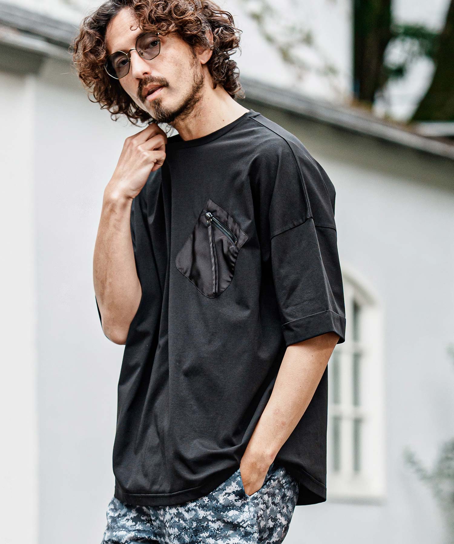 CAMBIO(カンビオ)】胸ポケットZIPショートスリーブTシャツ | CAMBIO