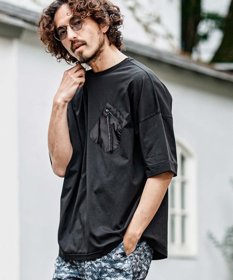 CAMBIO(カンビオ)】胸ポケットZIPショートスリーブTシャツ | CAMBIO 