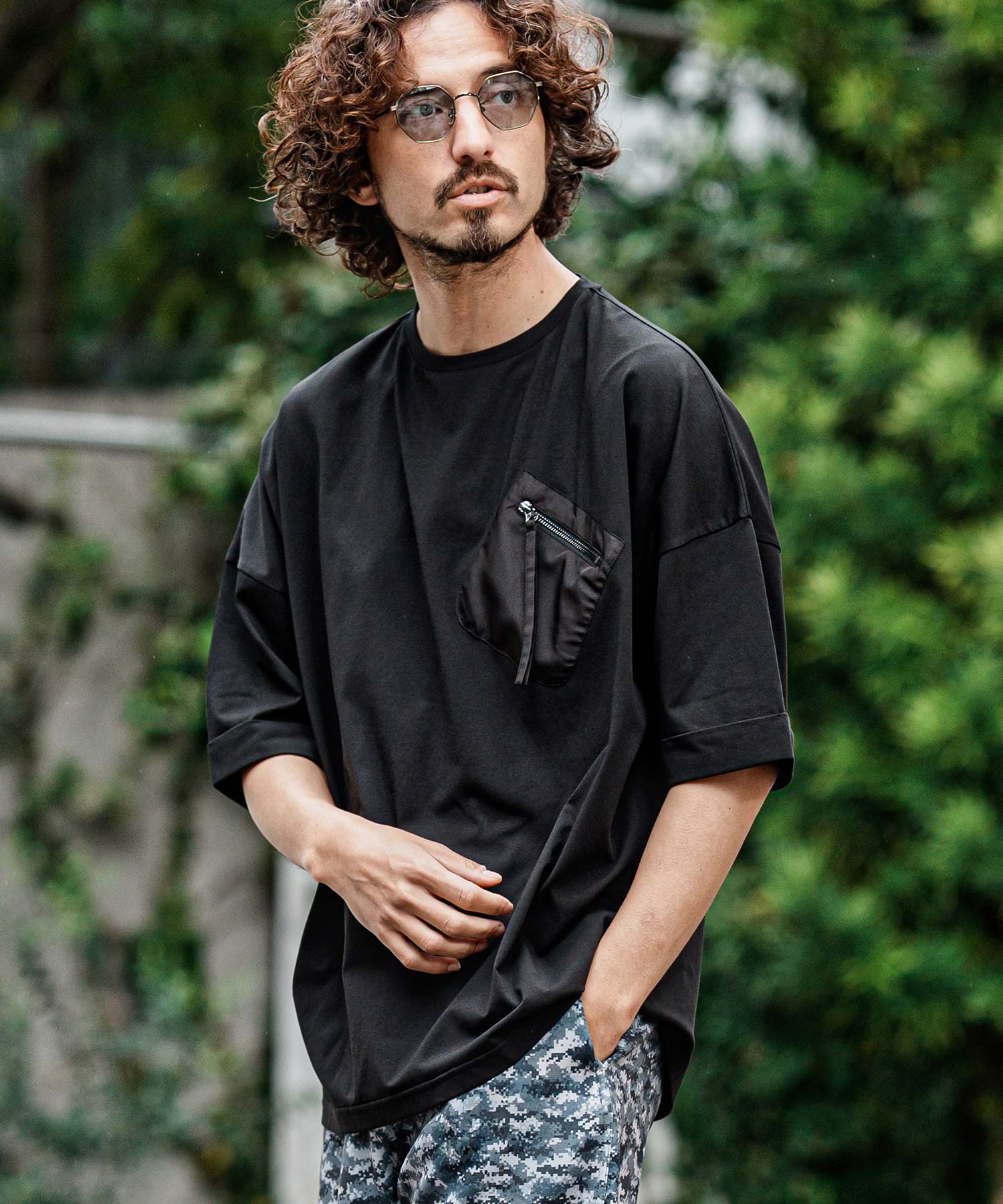 CAMBIO(カンビオ)】胸ポケットZIPショートスリーブTシャツ | CAMBIO
