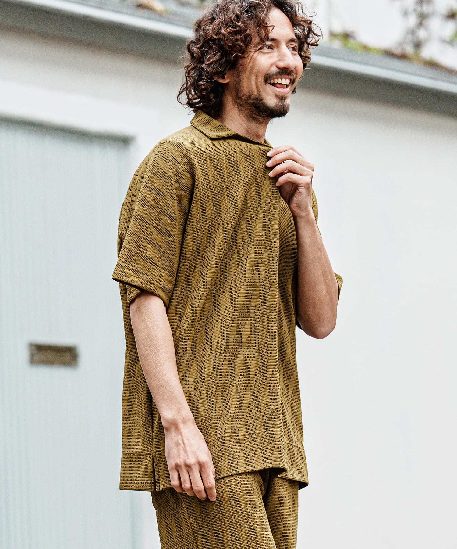 CAMBIO(カンビオ)】ドビー総柄スキッパーポロシャツ | CAMBIO カンビオ