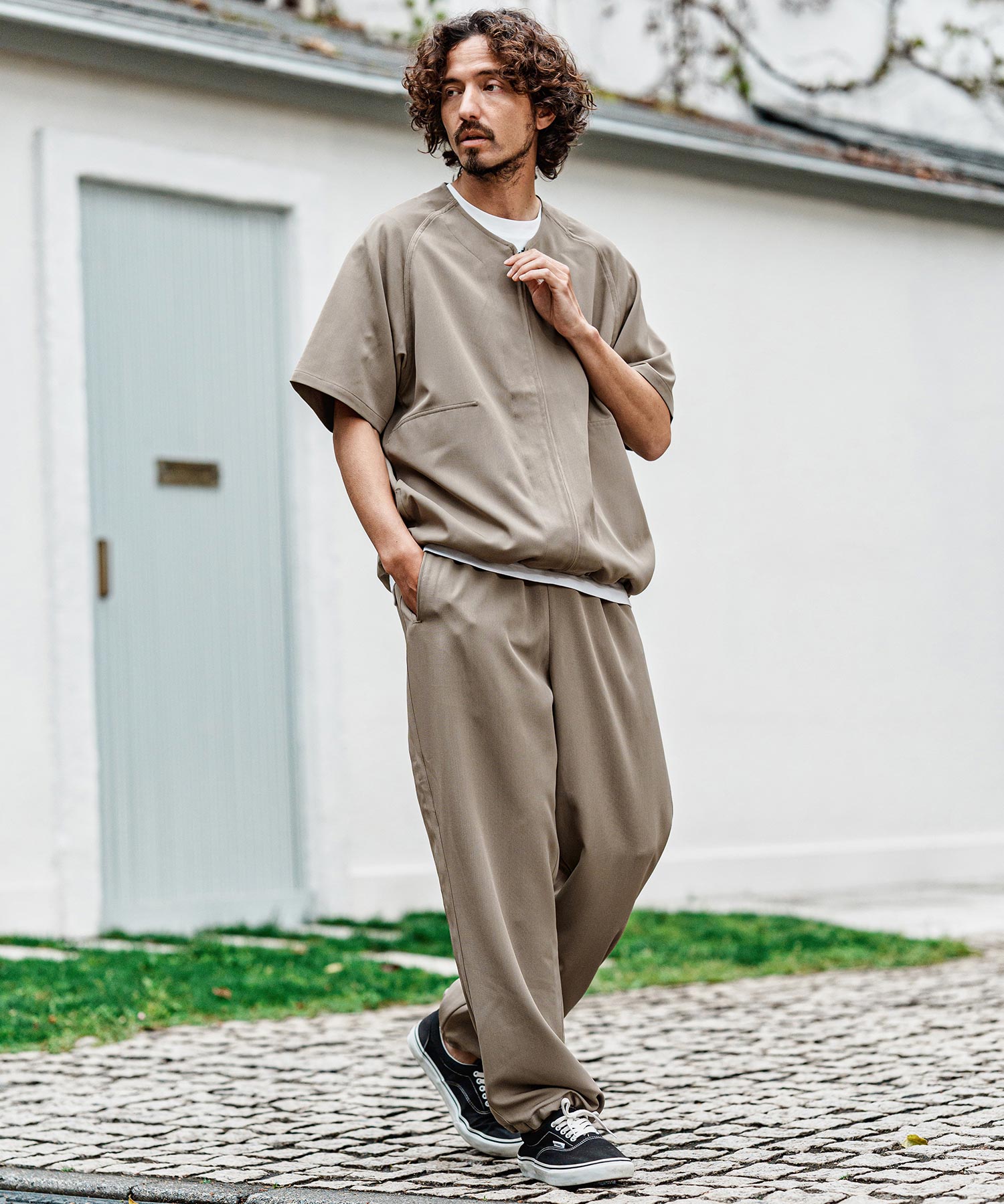 CAMBIO(カンビオ)】ストレッチワイドイージーストレートパンツ