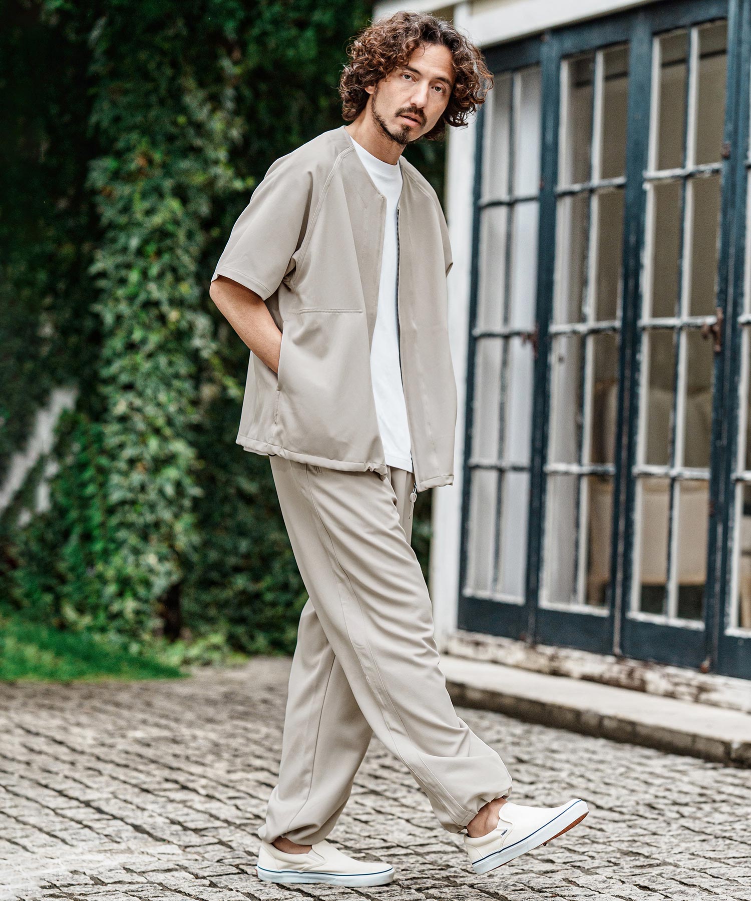 CAMBIO(カンビオ)】ストレッチワイドイージーストレートパンツ