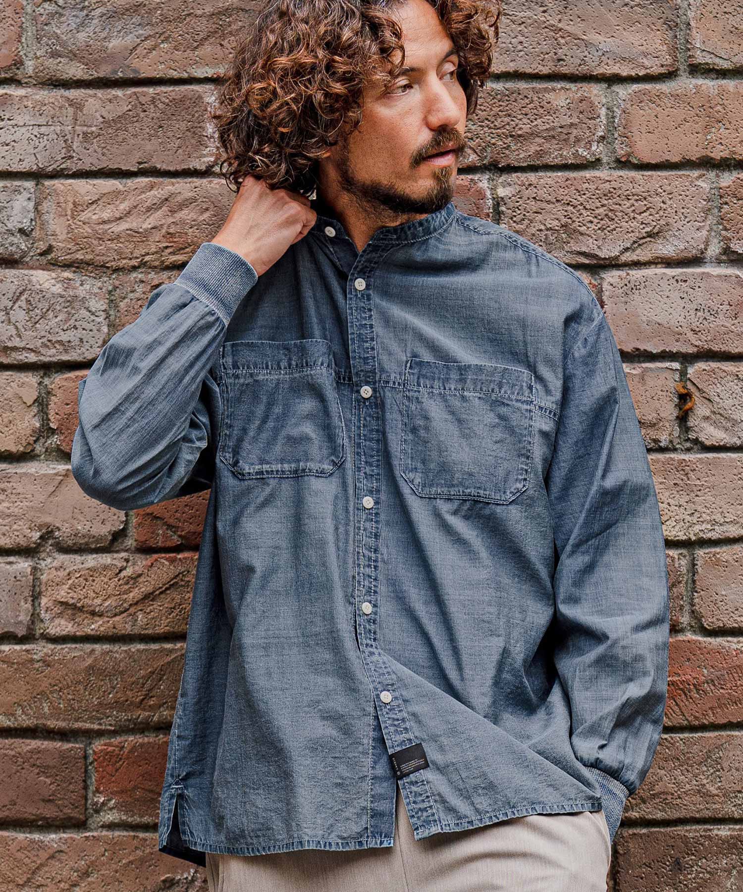 うさと　インディゴ・ ノースリーブ・シャツ CAMBIO(カンビオ)】【予約販売8月中旬～下旬入荷】Indigo Nylon