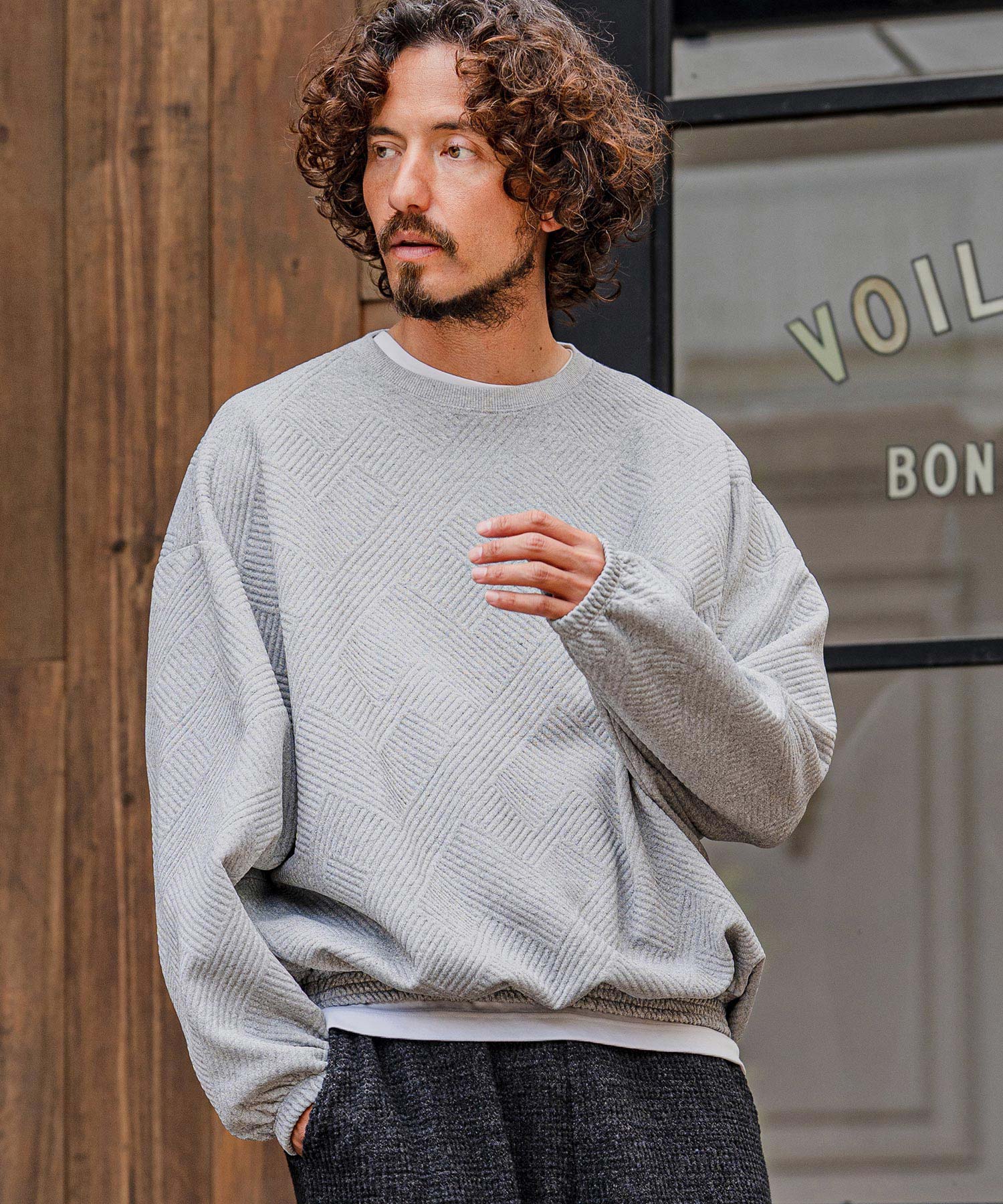 CAMBIO(カンビオ)】Cotton Flexiguard Chenille Long Sleeve Tee
