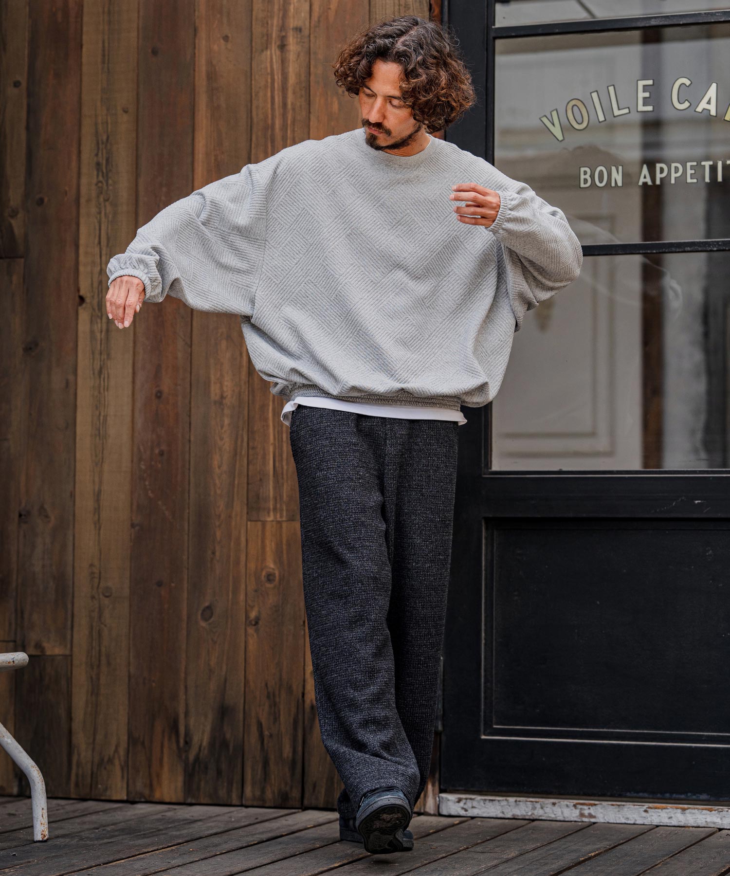 CAMBIO(カンビオ)】Cotton Flexiguard Chenille Long Sleeve Tee
