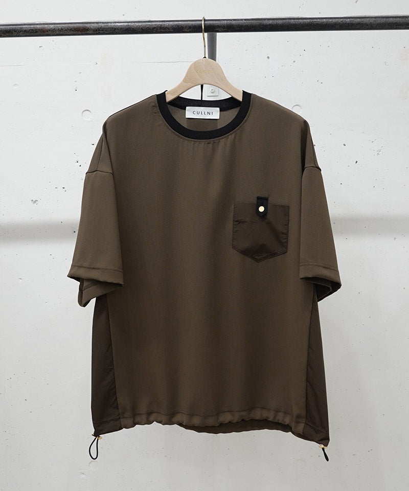 CULLNI(クルニ)】Dry Stretch Cloth Contrast Panel Short Sleeve