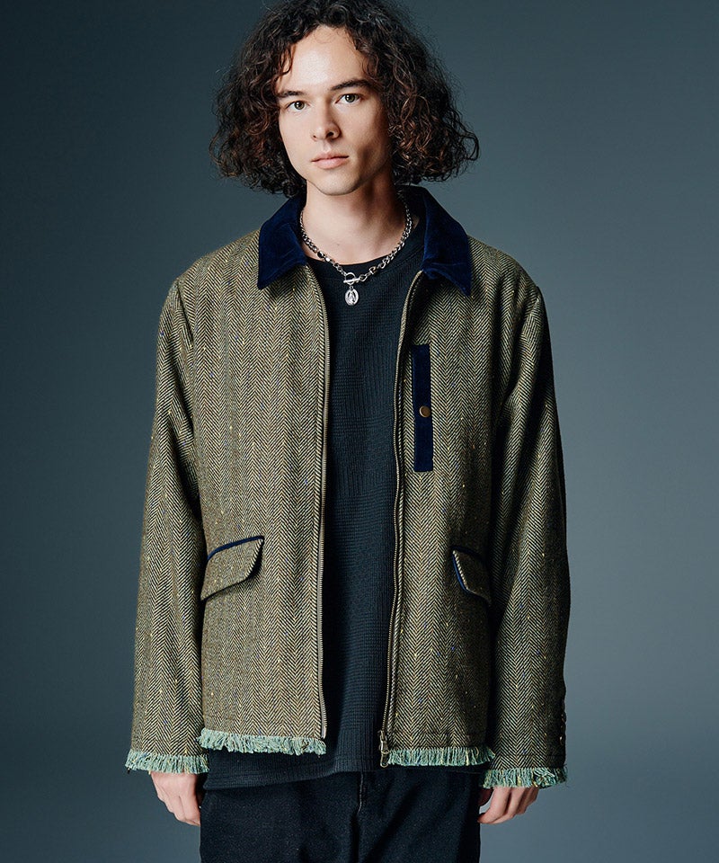 glamb(グラム)】Tweed Combination Blouson ツイードコンビネーション