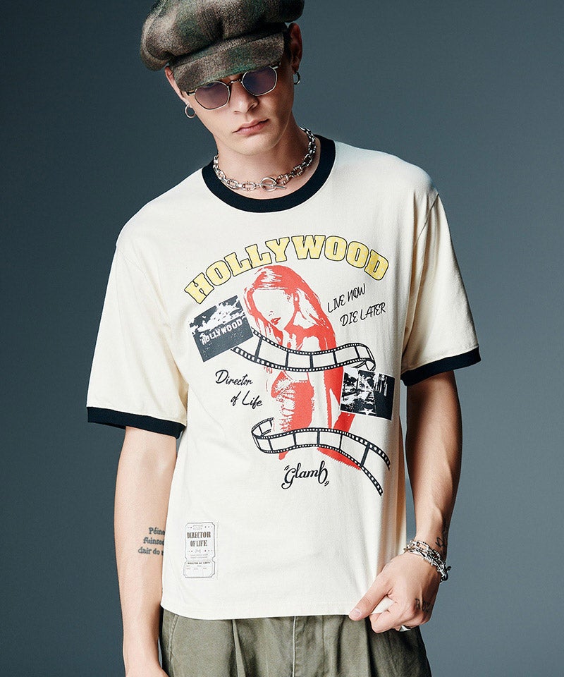 glamb/タグ付き未使用シルバースクリーンガール リンガーTシャツ glamb(グラム)】Silver Screen Girl T-Shirt シルバースクリーンガール