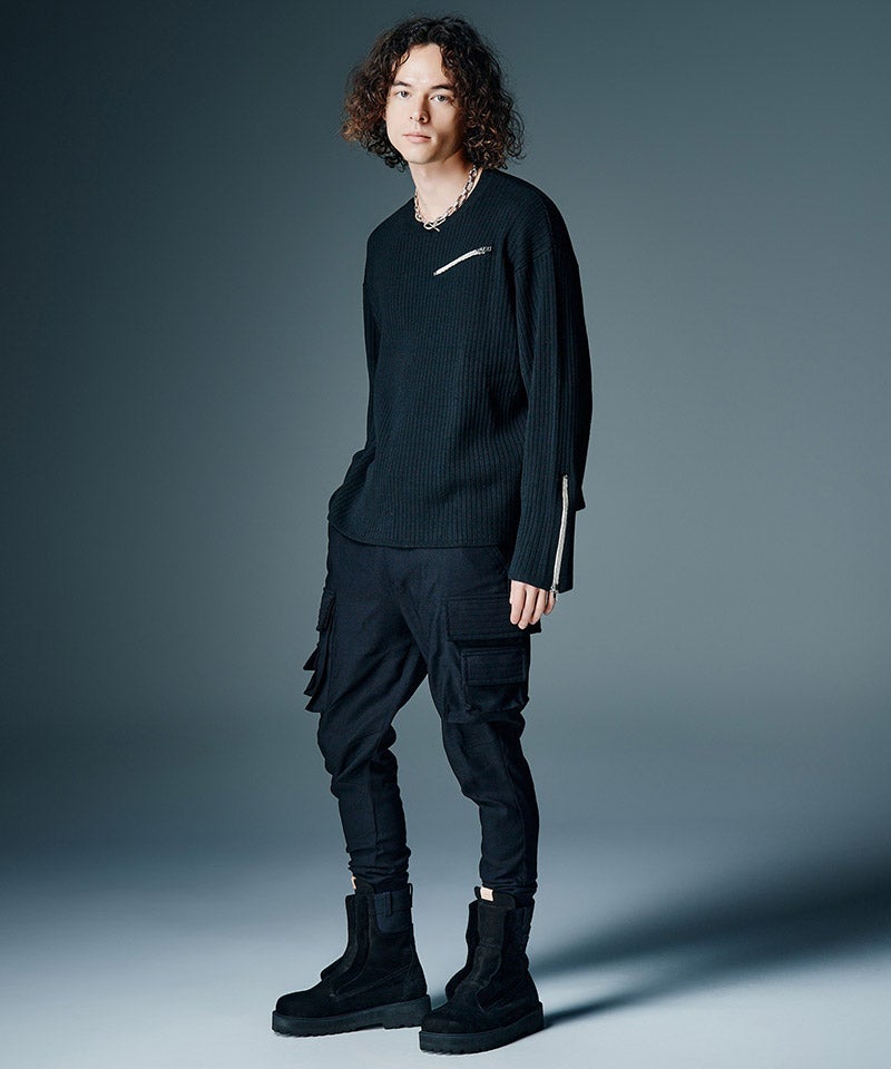glamb(グラム)】【予約販売8月下旬～9月上旬入荷】Zip Rib Knit ジップ