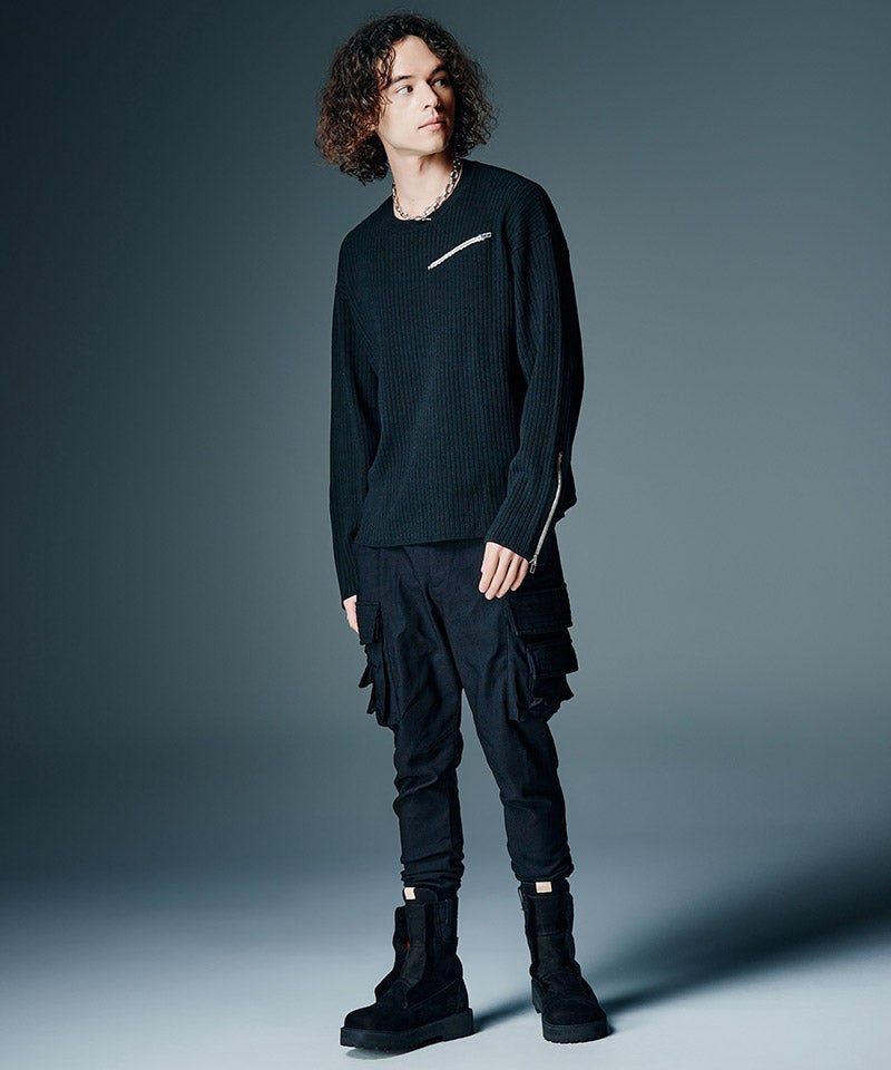 glamb(グラム)】【予約販売8月下旬～9月上旬入荷】Zip Rib Knit ジップ
