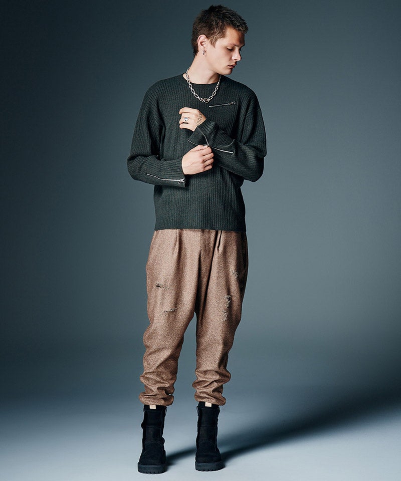 glamb(グラム)】【予約販売8月下旬～9月上旬入荷】Zip Rib Knit ジップ