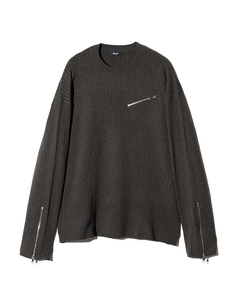 glamb(グラム)】【予約販売8月下旬～9月上旬入荷】Zip Rib Knit ジップ