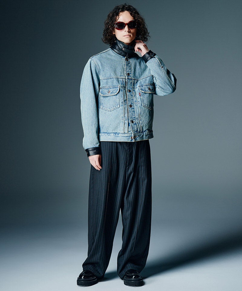 glambグラムデニムモッズコートジャケットDENIMEGジャン glamb(グラム)】Leather Combination Denim Jacket レザー