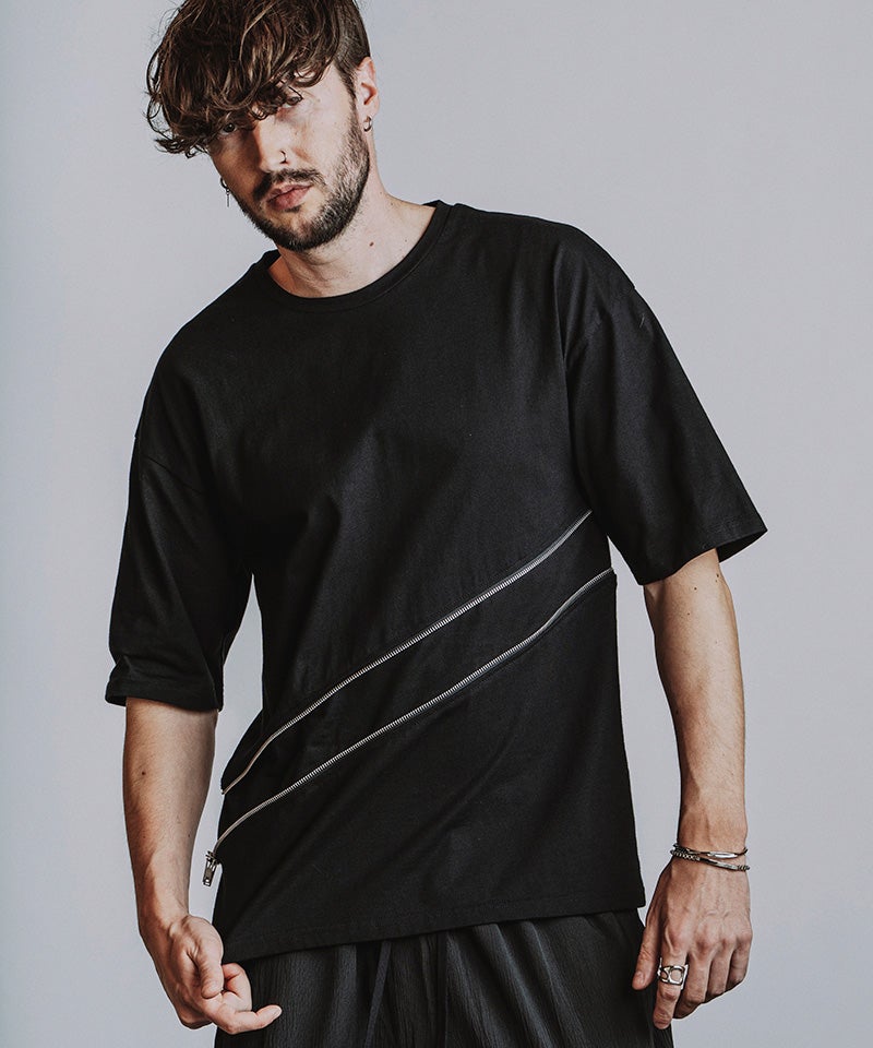 30%OFF【NO ID.(ノーアイディー)】2WAY-ZIP-T Tシャツ(458006-494T