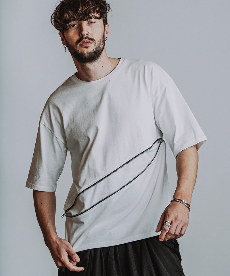 30%OFF【NO ID.(ノーアイディー)】2WAY-ZIP-T Tシャツ(458006-494T
