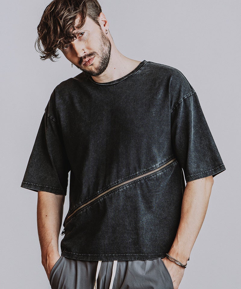 30%OFF【NO ID.(ノーアイディー)】2WAY-ZIP-T Tシャツ(458006-494T