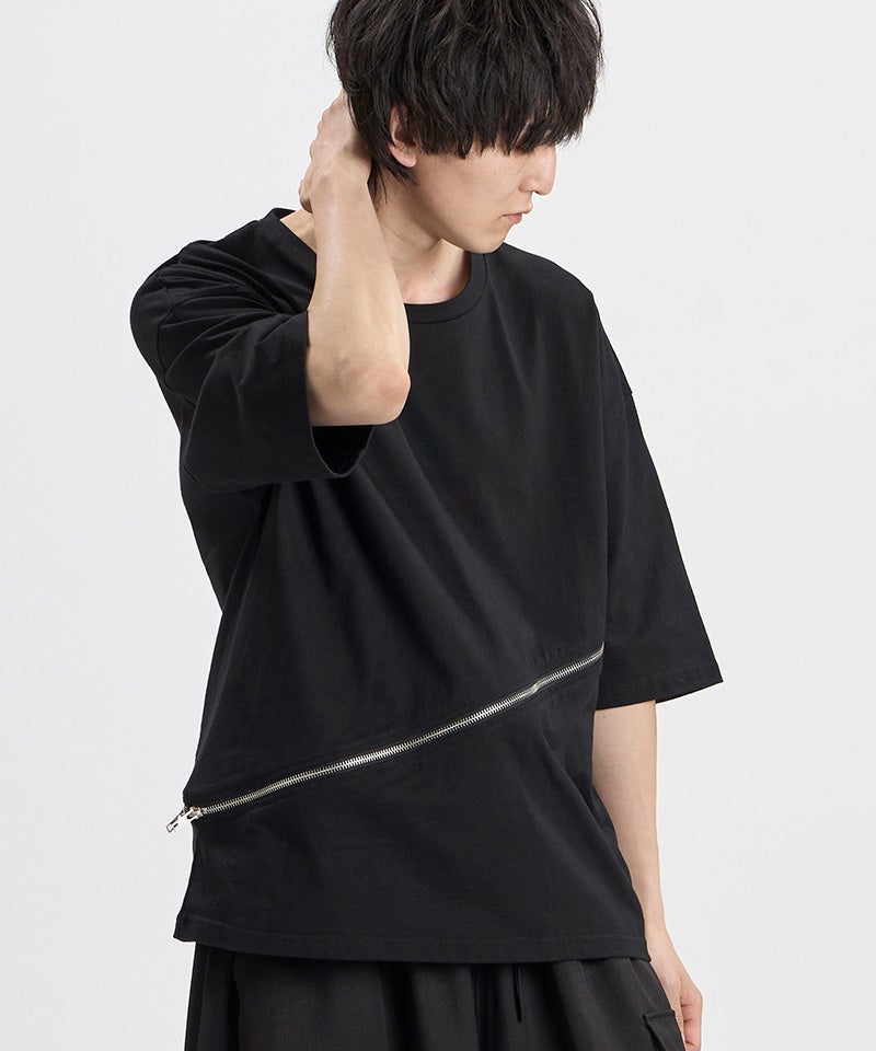 30%OFF【NO ID.(ノーアイディー)】2WAY-ZIP-T Tシャツ(458006-494T