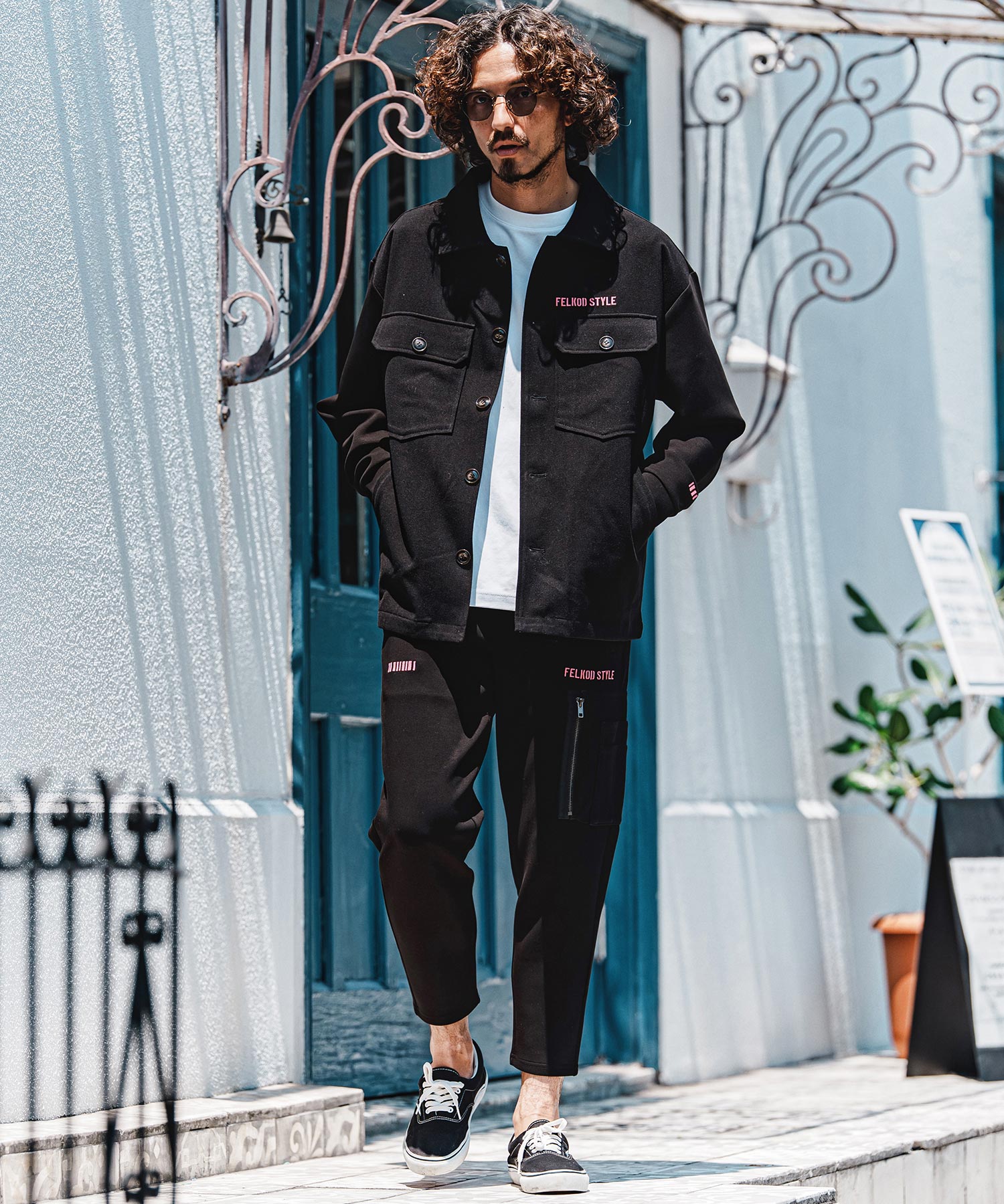 felkod ハーフジップジャケット 黒と白 felkod(フィルコッド)】【予約販売10月中旬～下旬入荷】 Scuba×Woven
