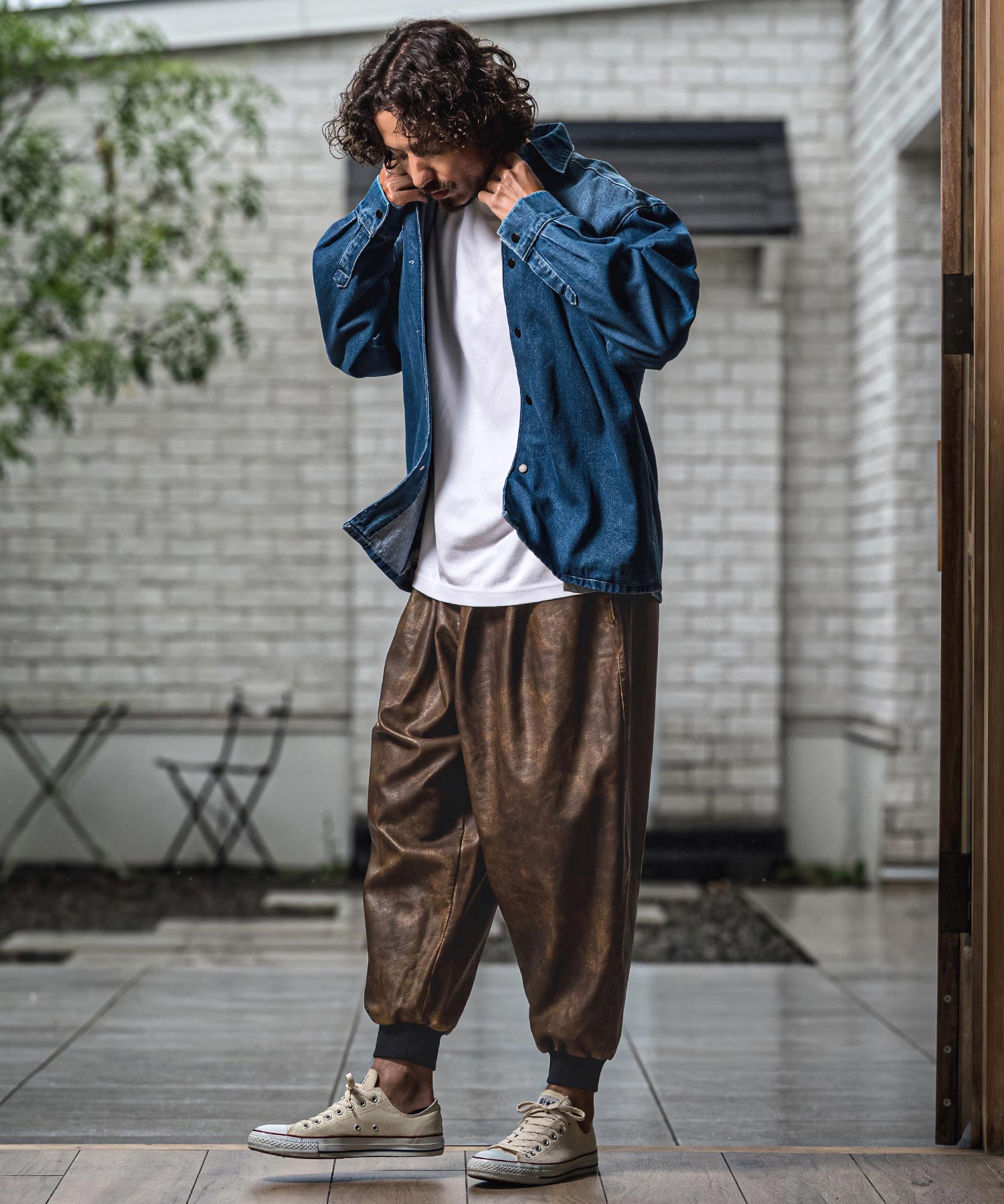 古布　経年変化した粉袋をパッチしたバルーンパンツ CAMBIO(カンビオ)】【予約販売10月末～11月上旬入荷】 Vintage Finish