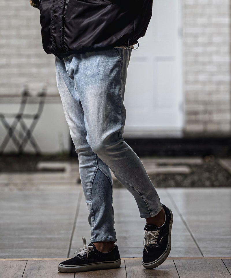 CAMBIO(カンビオ)】Stretch Denim Oval Rib Sarouel Tight Fit Pants 