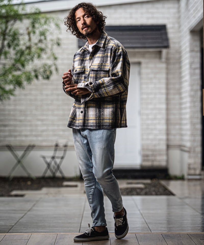 CAMBIO(カンビオ)】Stretch Denim Oval Rib Sarouel Tight Fit Pants 