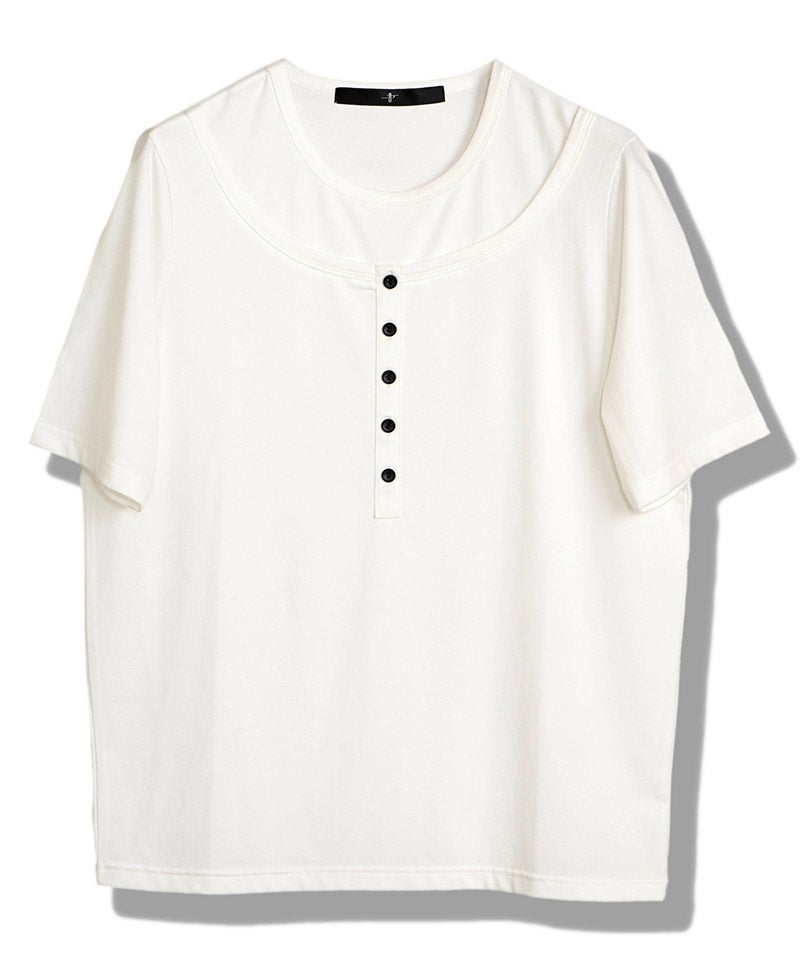 NO ID.(ノーアイディー)】ﾌｪｲｸﾚｲﾔｰﾄﾞﾍﾝﾘｰﾈｯｸPO プルオーバー Tシャツ