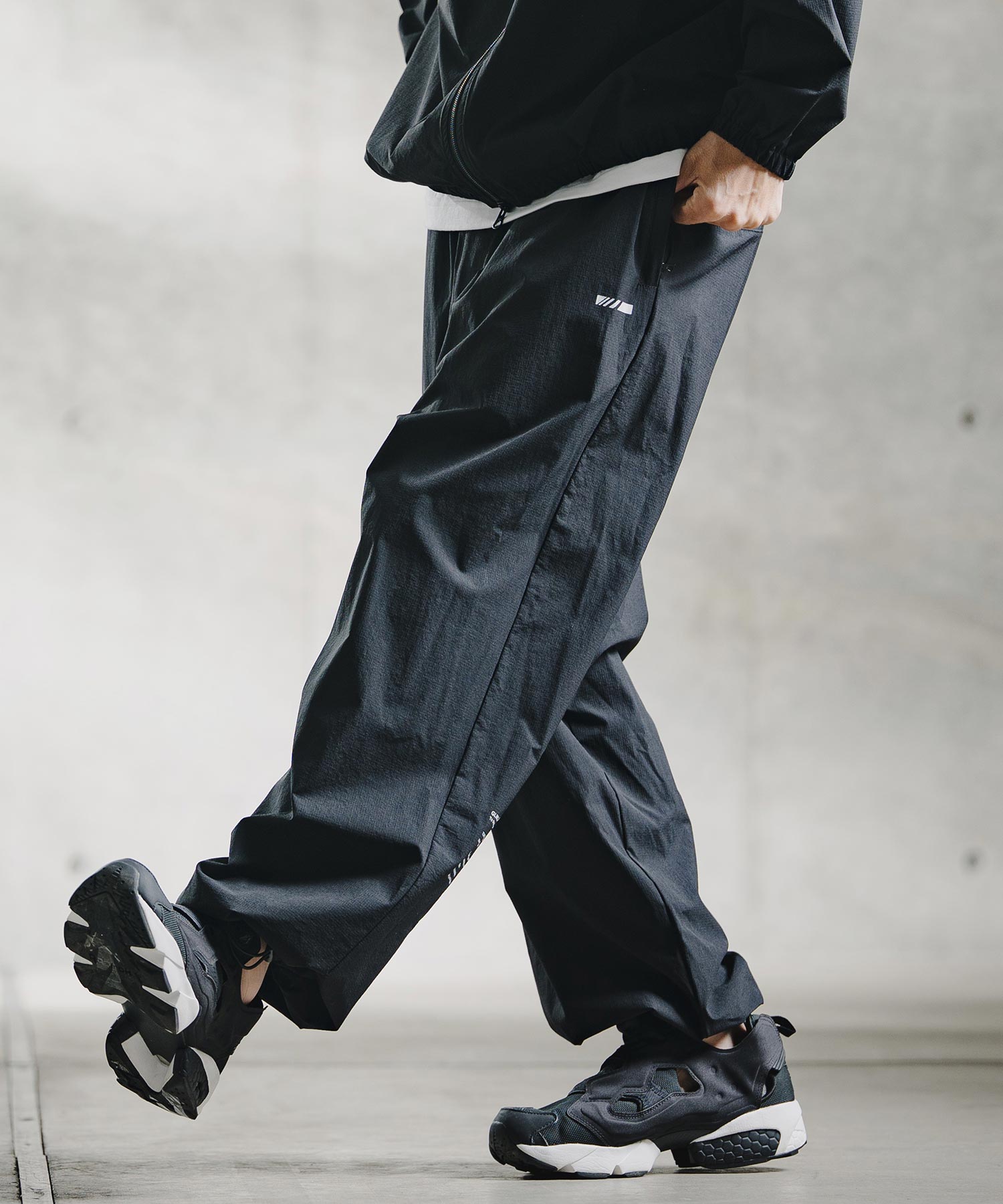 GLIMCLAP(グリムクラップ)】Ripstop & Stretch Nylon Wide Track Pants