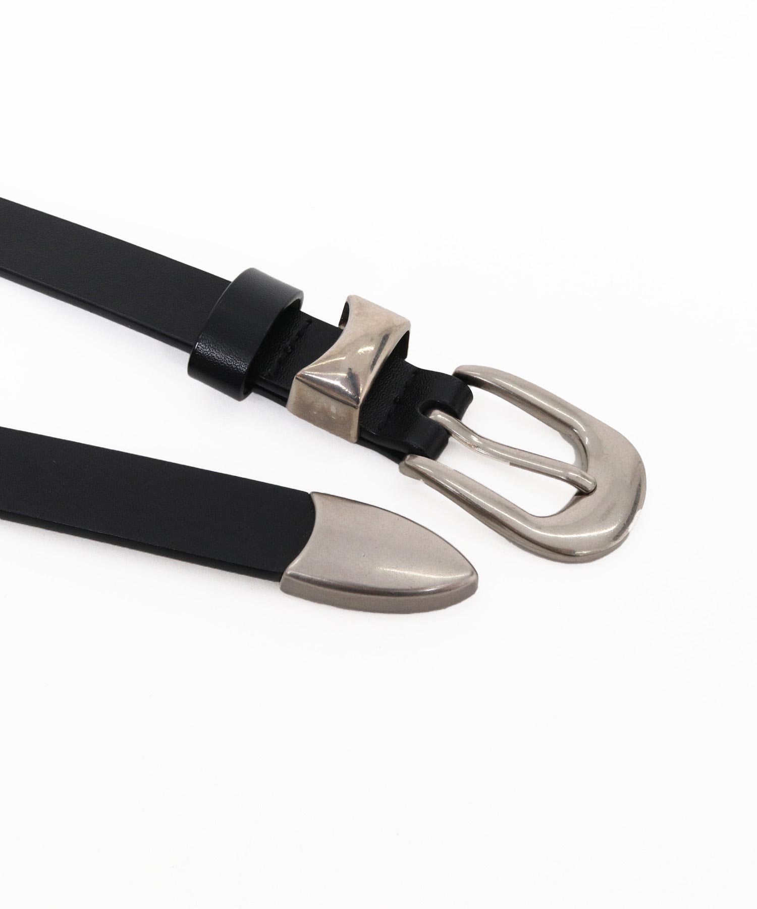 Magine(マージン)】Cow Leather Metal Tip Belt レザーベルト(MGN-263