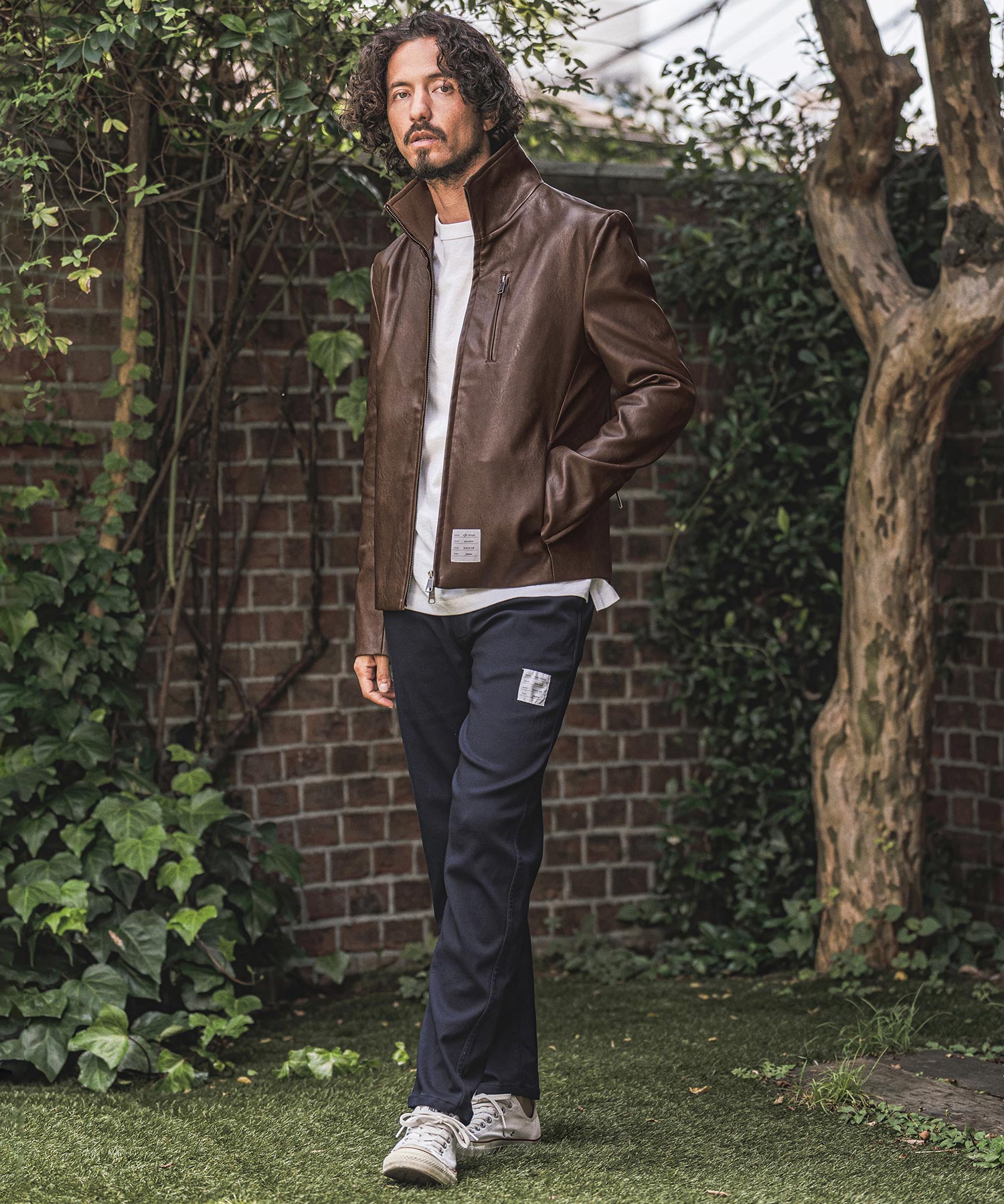 wjk レザーシングルライダース ブラウン wjk reluxe】【予約販売カラー・サイズにより納期異なる】 Stand