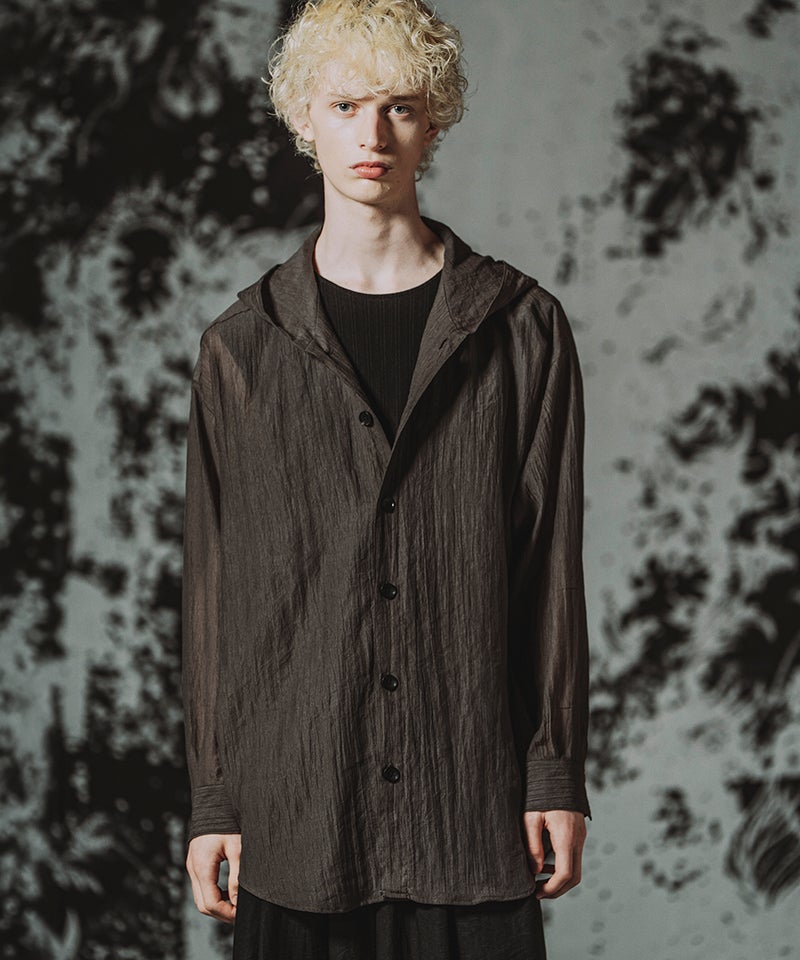 NO ID.(ノーアイディー)】ﾌｰﾃﾞｯﾄﾞﾛﾝｸﾞｼｱｰSH シャツ(459006-554S