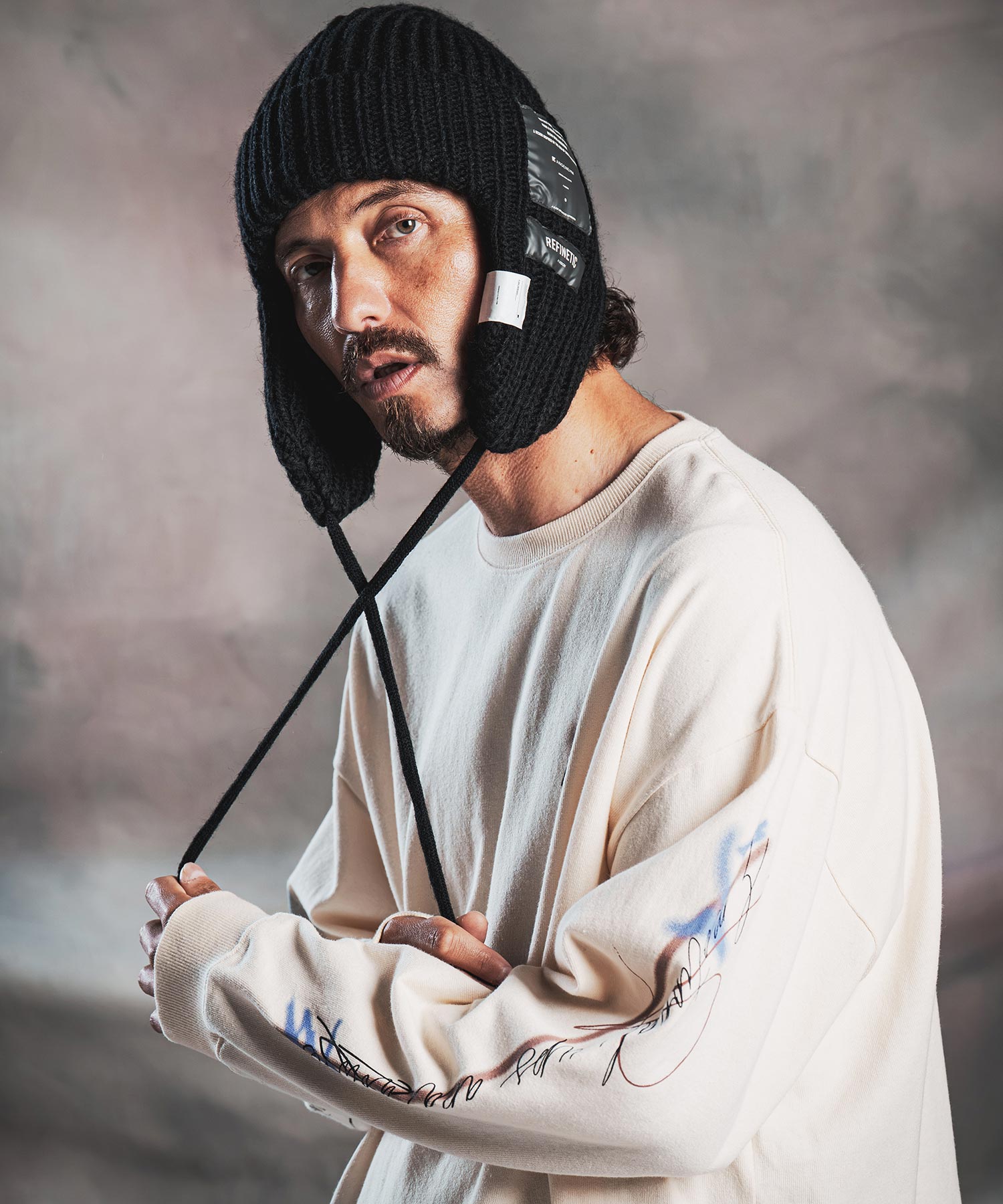 ANGENEHM(アンゲネーム)】Earflap Wide Rib Knit Beanie イヤー