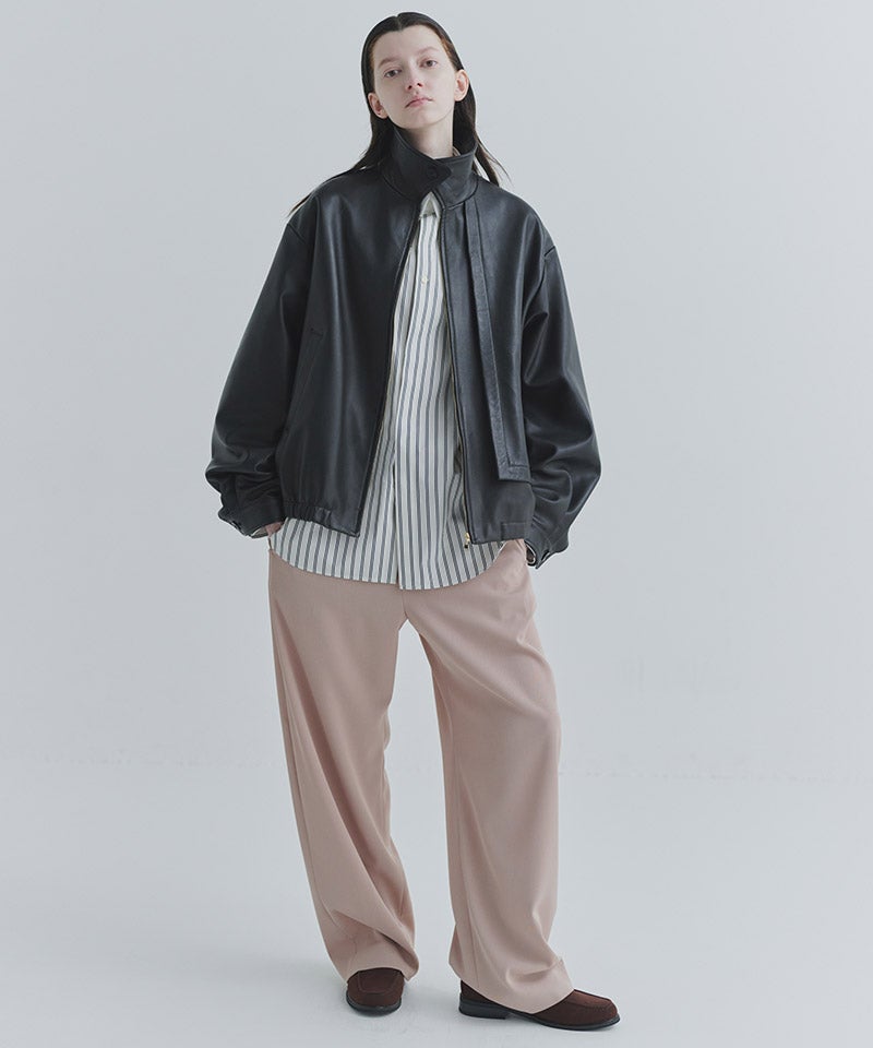 CULLNI(クルニ)】Clean Lamb Leather Asymmetrical Layered Zip Up