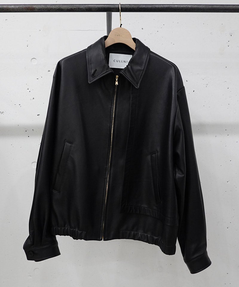 CULLNI(クルニ)】Clean Lamb Leather Asymmetrical Layered Zip Up