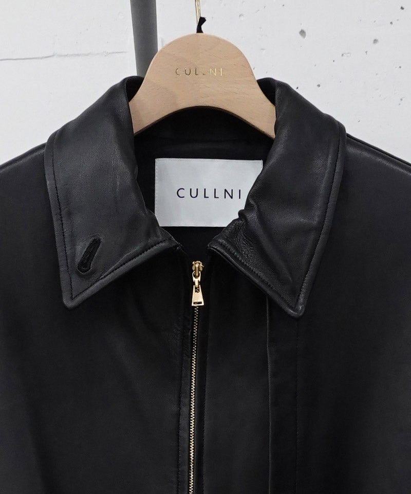 CULLNI(クルニ)】Clean Lamb Leather Asymmetrical Layered Zip Up