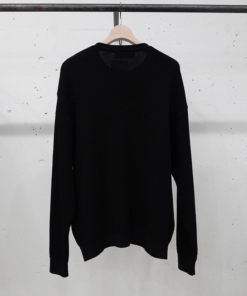 CULLNI(クルニ)】Organic Cotton Waffle Minimal Henley Neck Knit