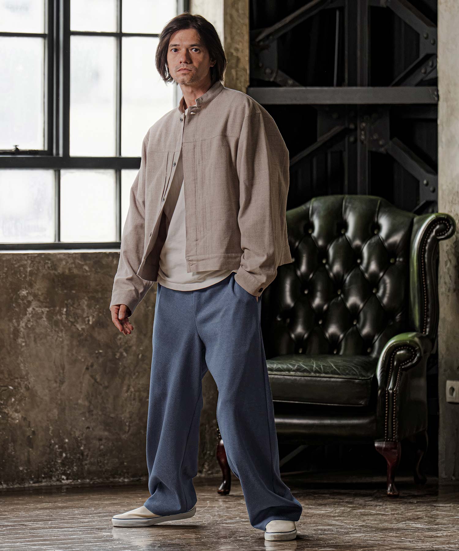 CAMBIO(カンビオ)】Twill Wide Straight Pants ワイドストレートパンツ