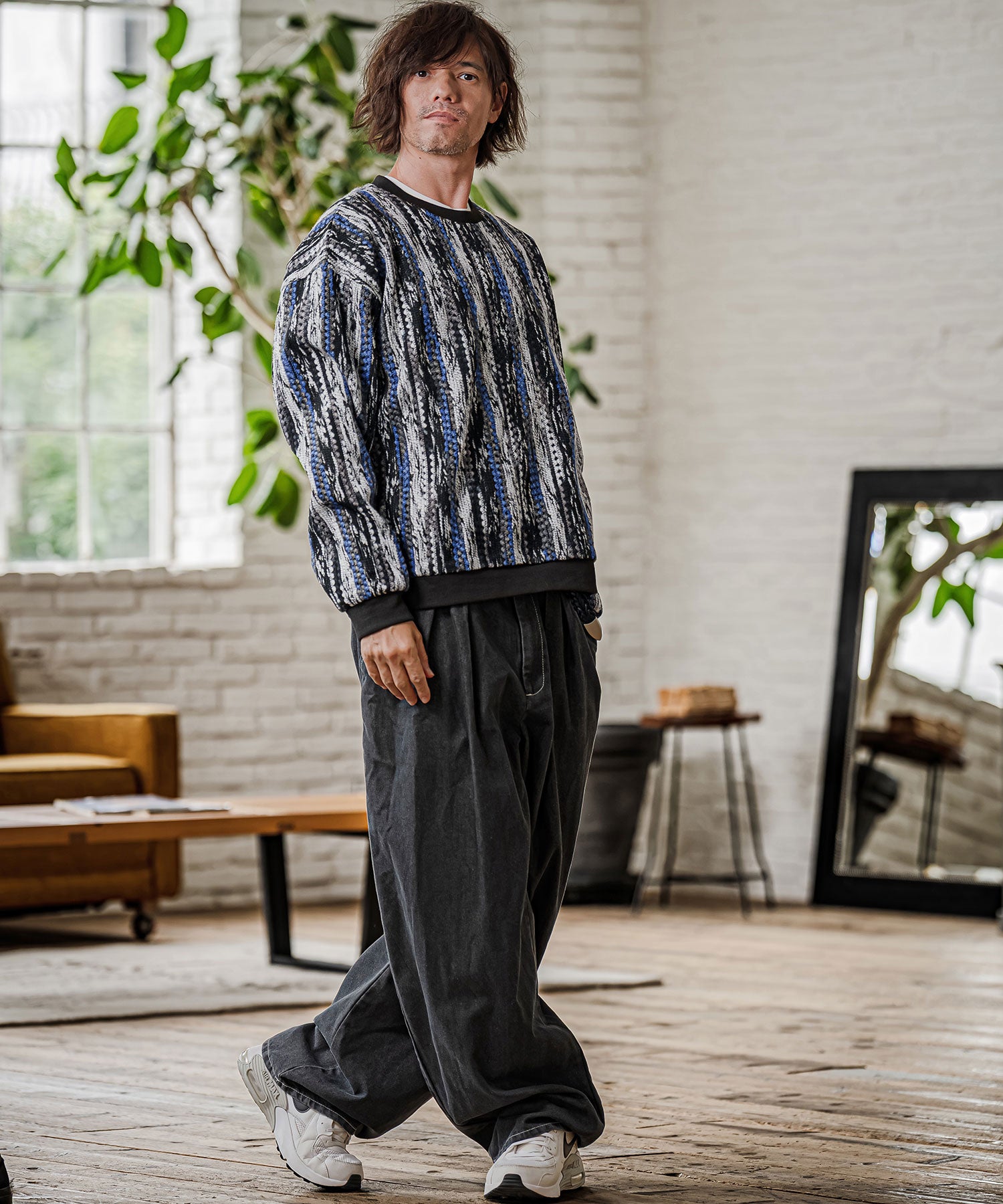 CAMBIO(カンビオ)】Boucle Multicolor Stripe Crewneck クルーネック