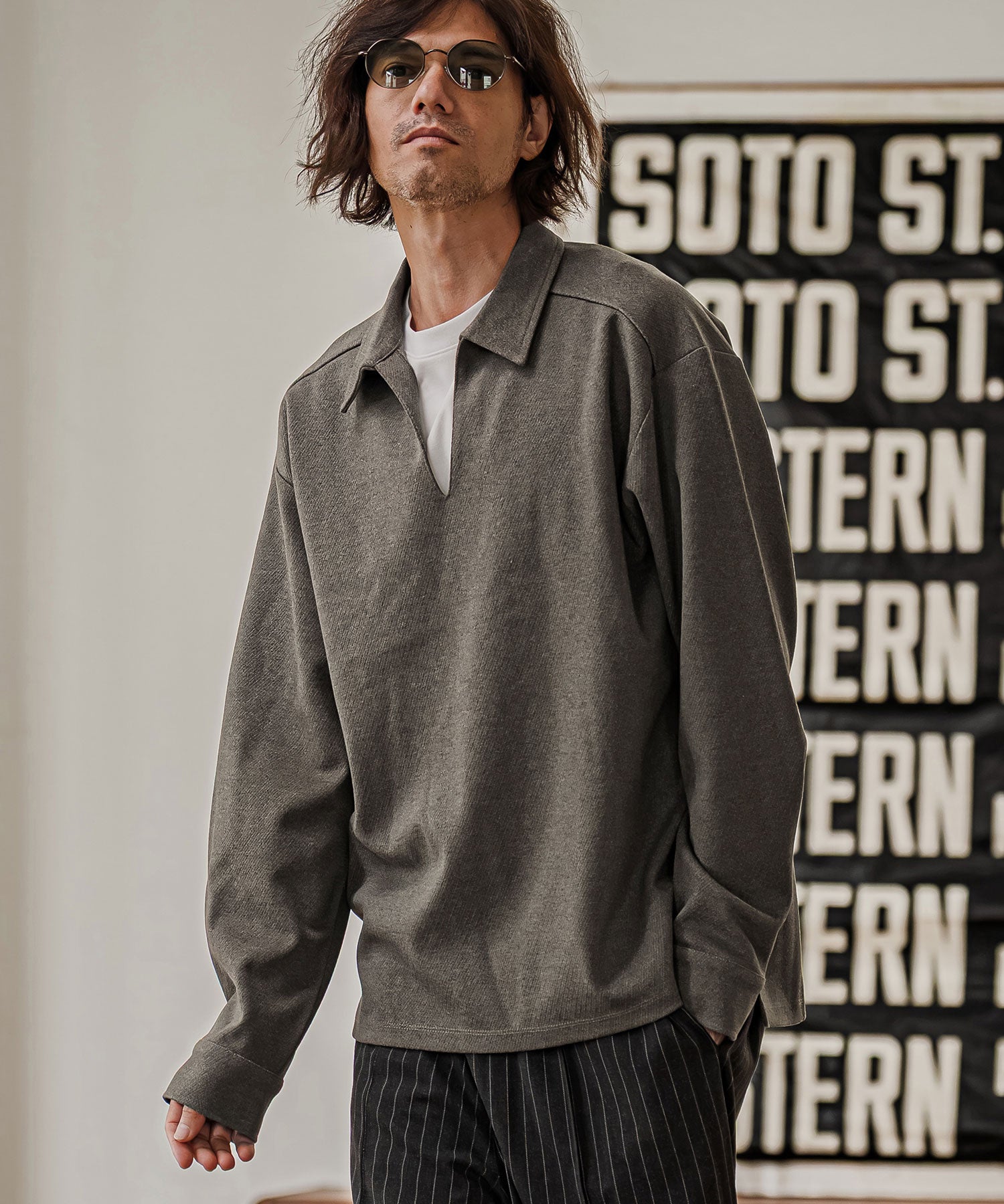 CAMBIO(カンビオ)】Twill Skipper Polo Shirt スキッパーポロシャツ(GM