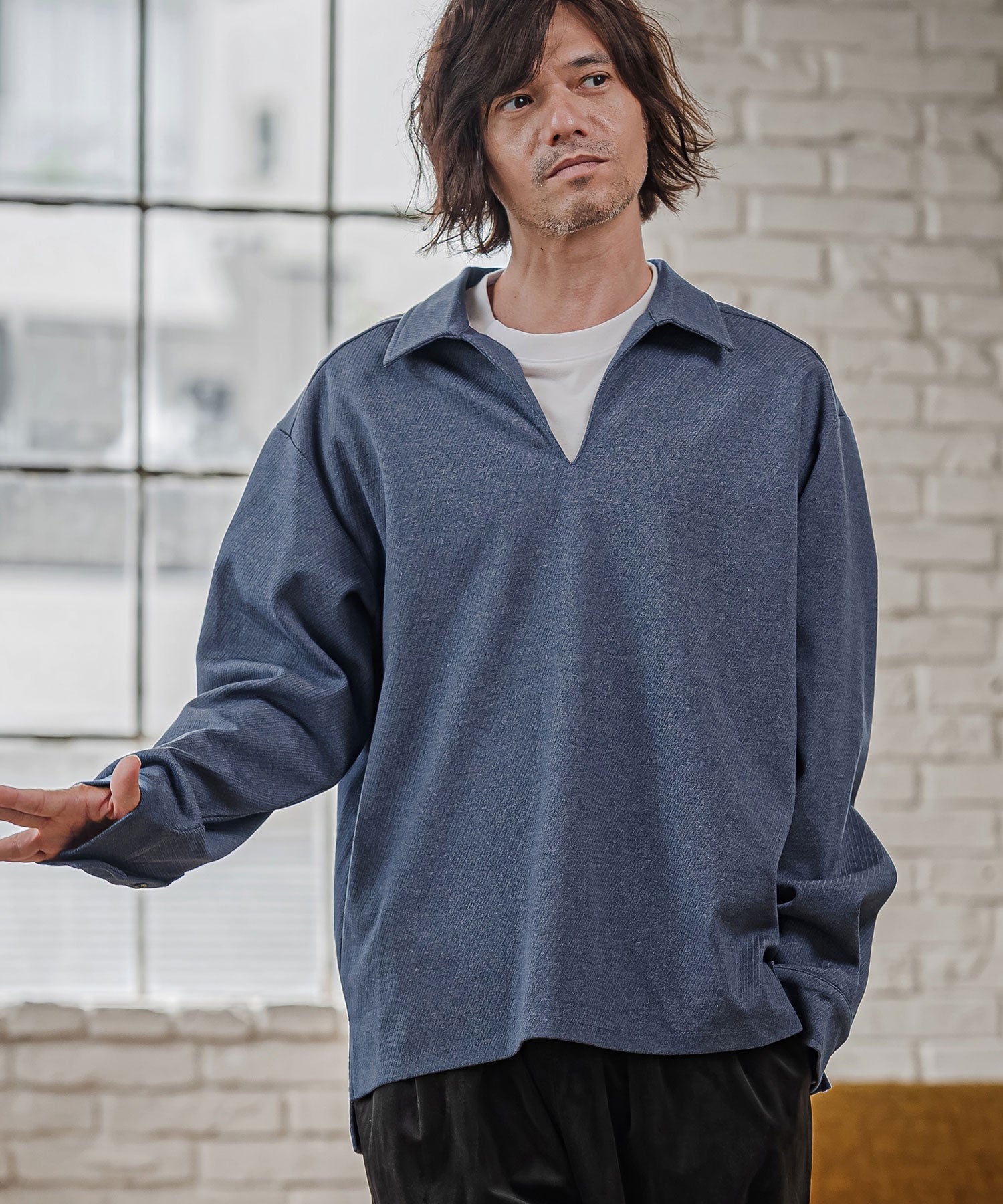 CAMBIO(カンビオ)】Twill Skipper Polo Shirt スキッパーポロシャツ(GM