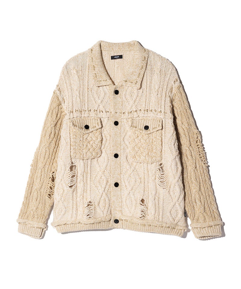 glamb(グラム)】【予約販売1月上旬～中旬入荷】Damage Knit Jacket