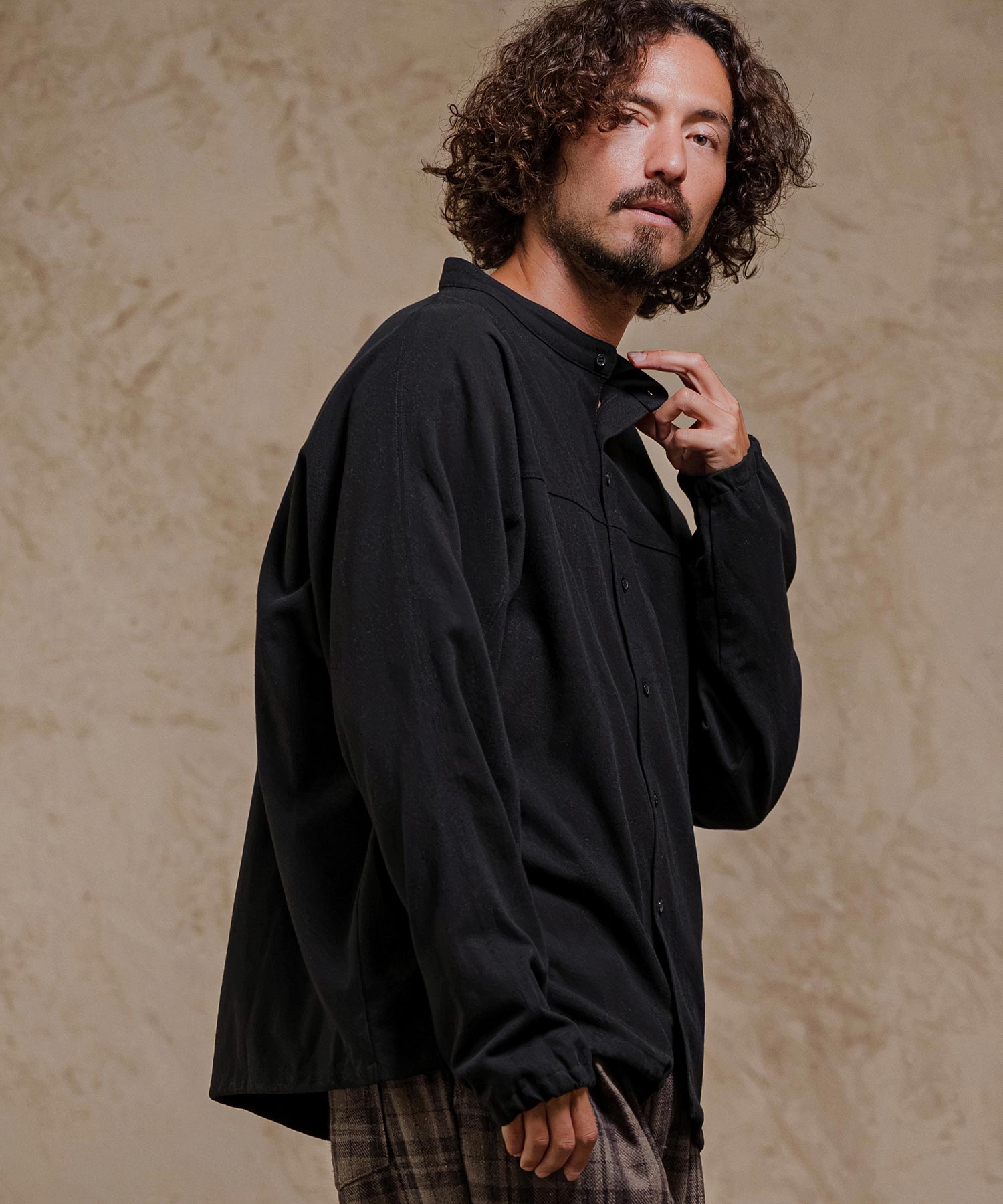 CAMBIO(カンビオ)】Band Collar Dolman Sleeve Shirt バンドカラー