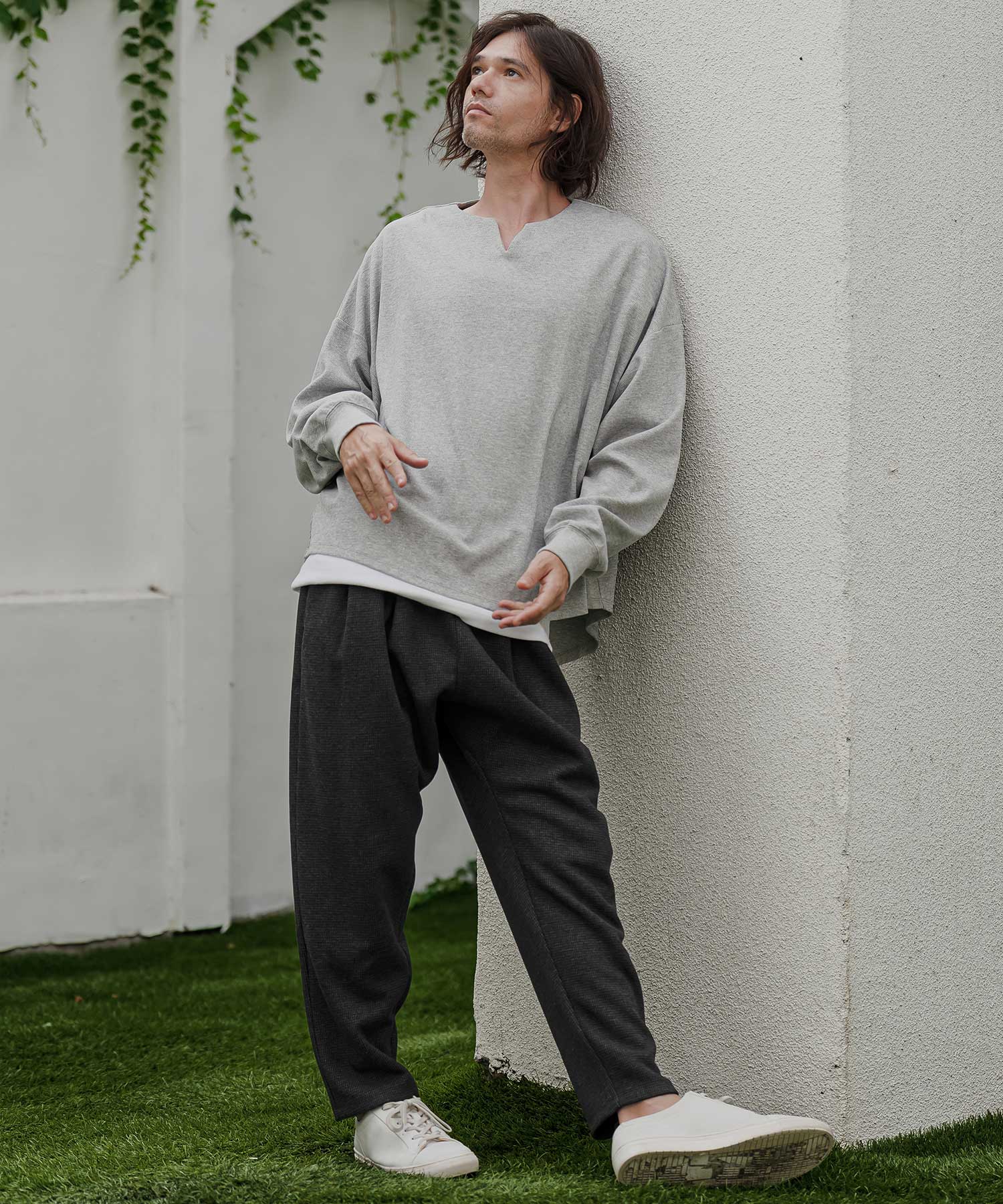 CAMBIO(カンビオ)】Houndstooth Wool Blend Wide Tapered Pants