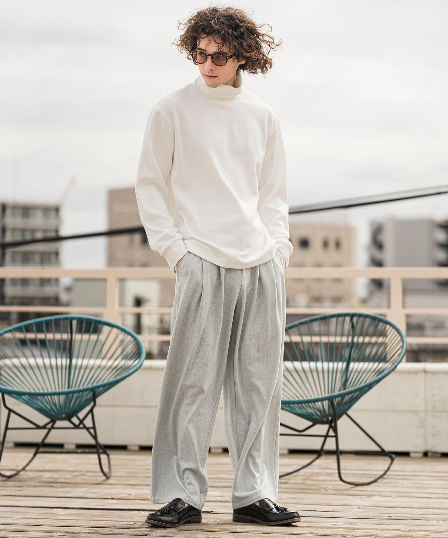 CAMBIO(カンビオ)】【予約販売10月上旬～中旬入荷】Pinstripe Wide