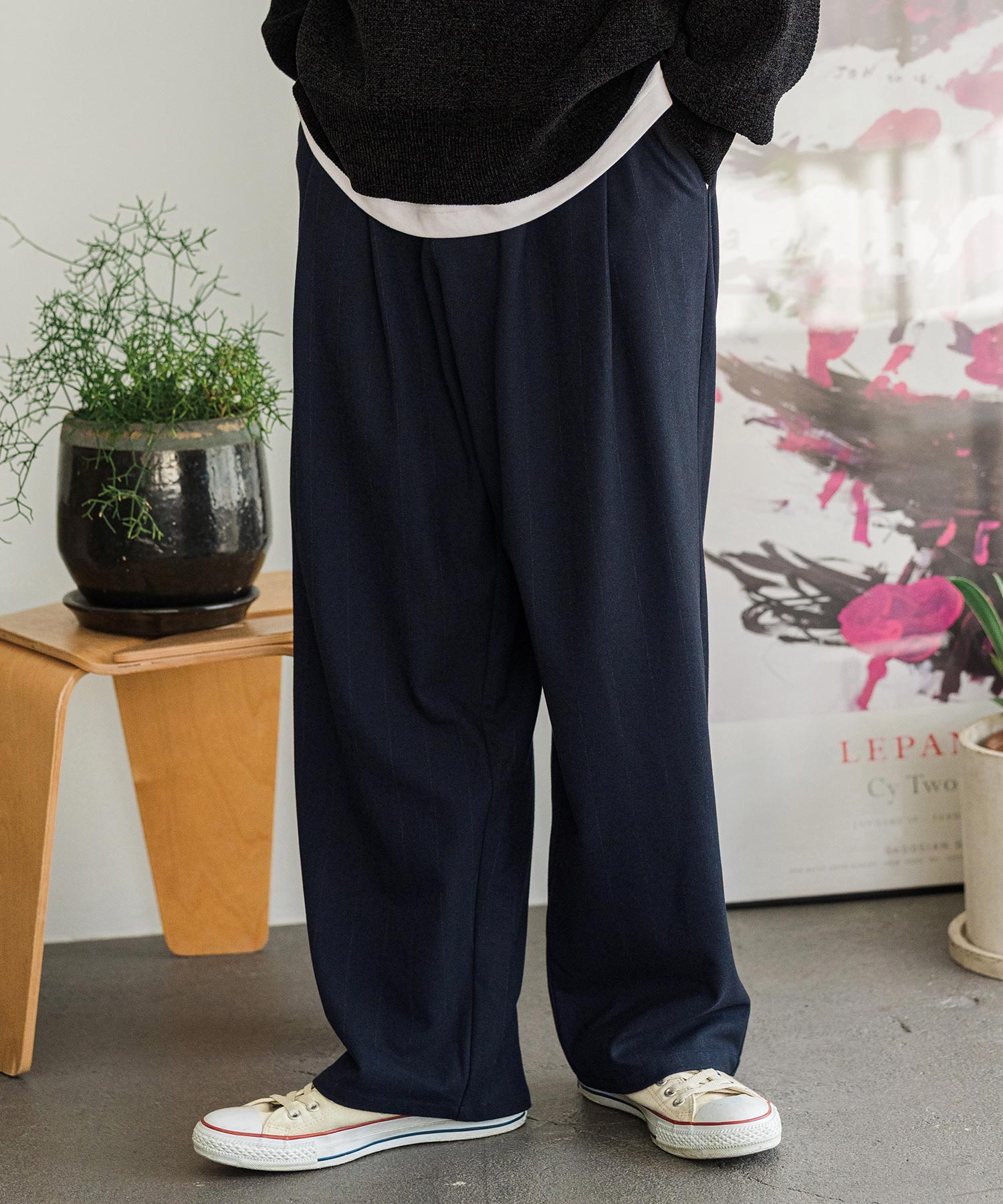 CAMBIO(カンビオ)】【予約販売10月上旬～中旬入荷】Pinstripe Wide