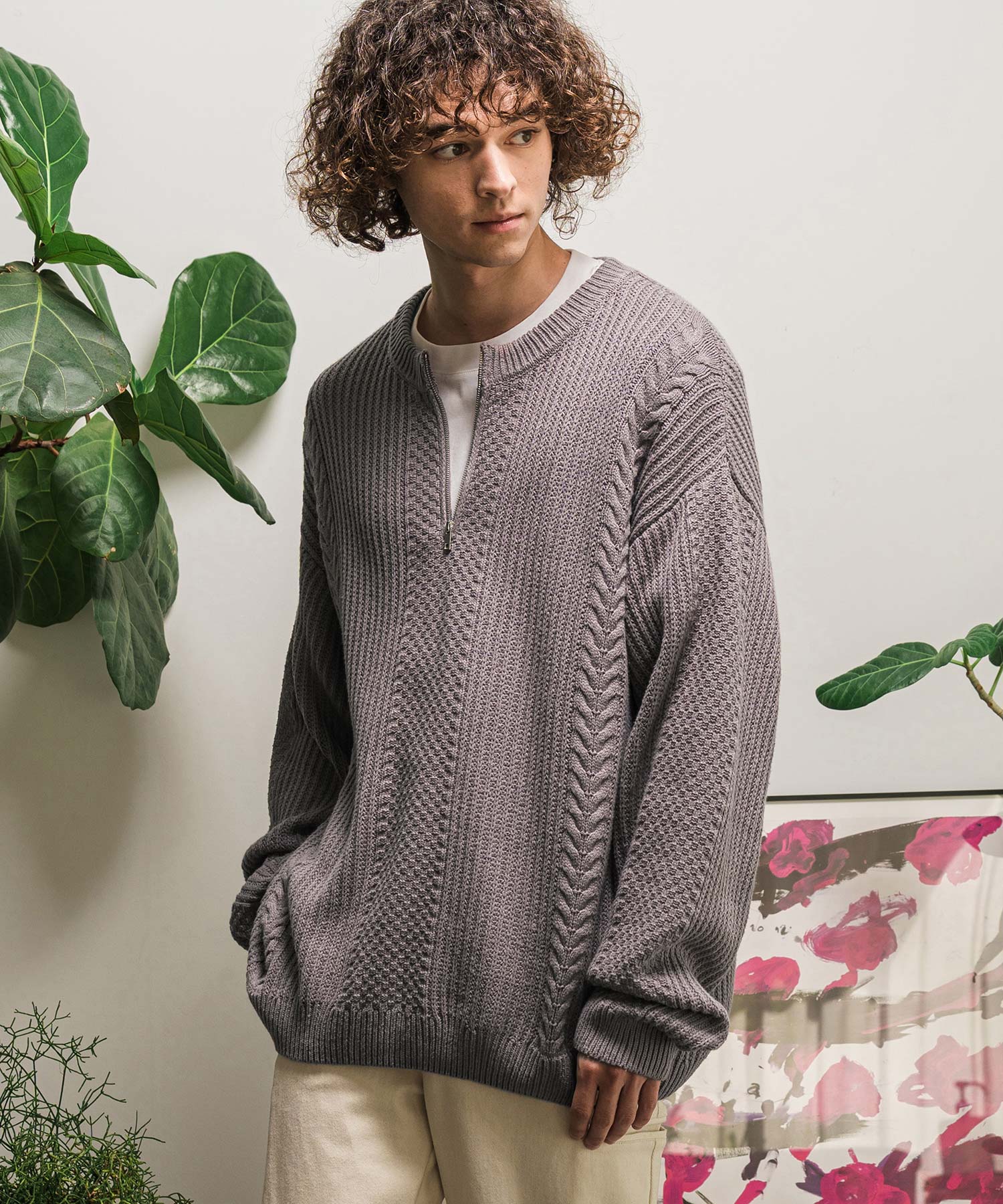 CAMBIO(カンビオ)】【予約販売10月上旬～中旬入荷】ハーフZIPニット