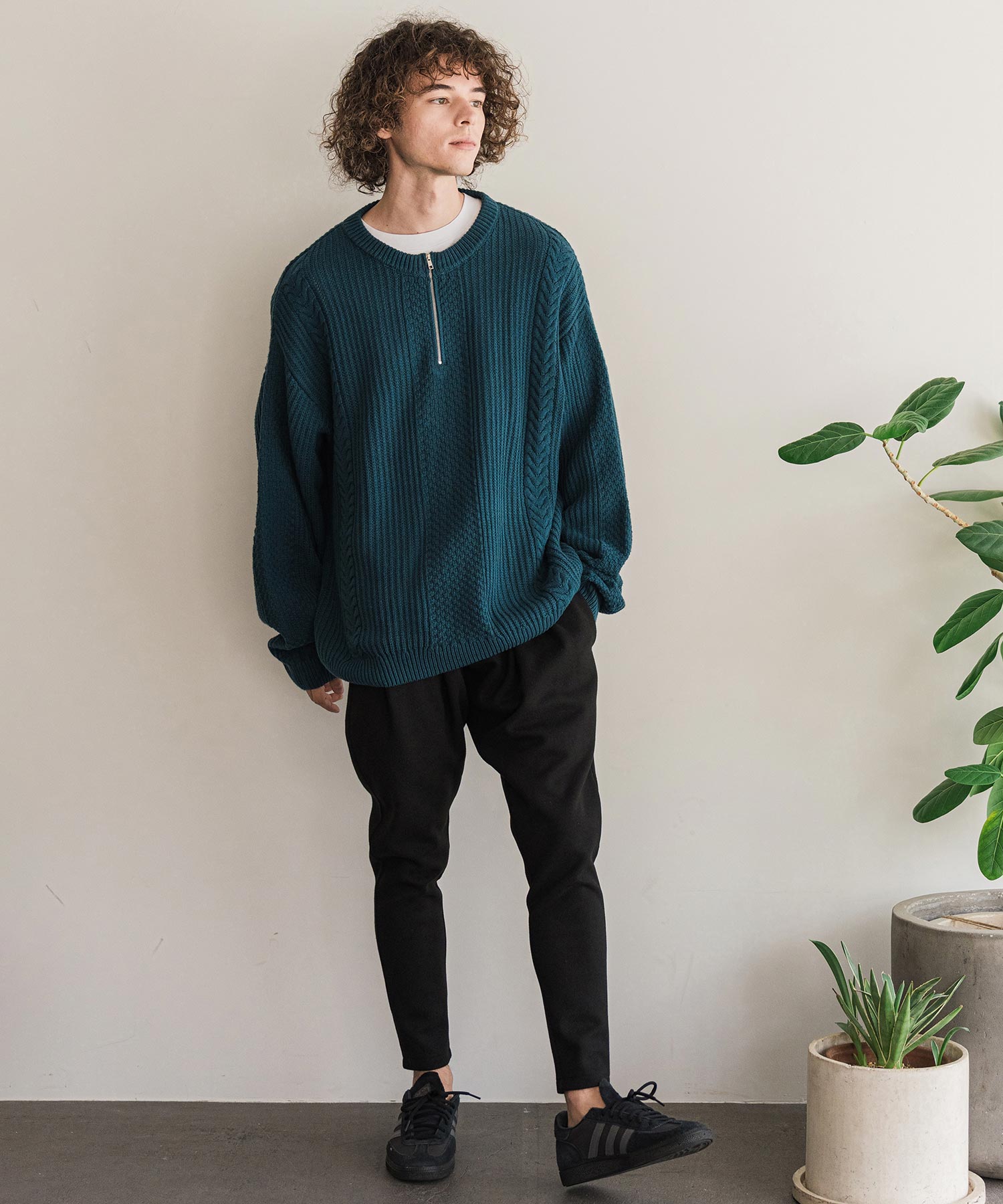 CAMBIO(カンビオ)】【予約販売10月上旬～中旬入荷】ハーフZIPニット