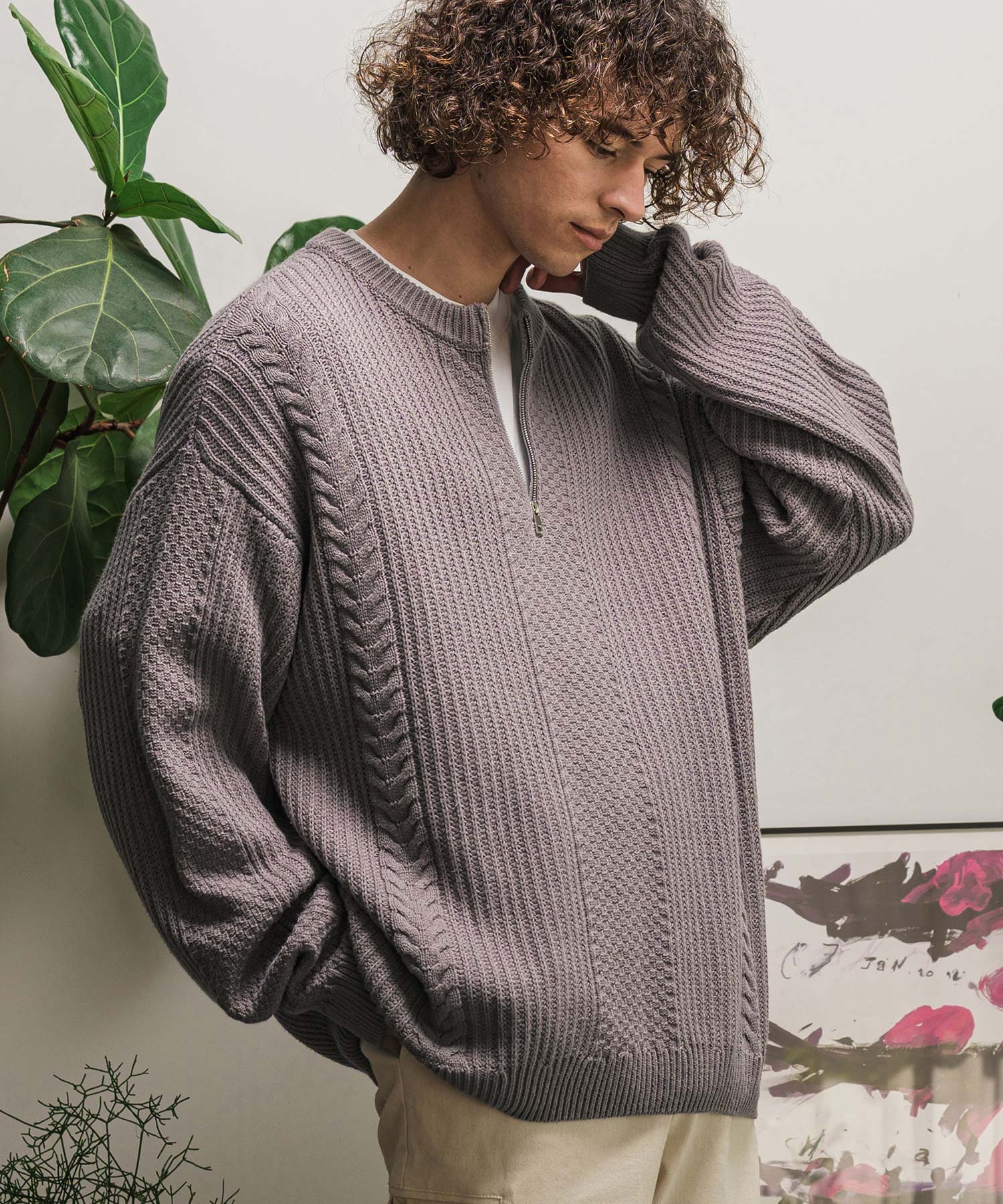 CAMBIO(カンビオ)】【予約販売10月上旬～中旬入荷】ハーフZIPニット