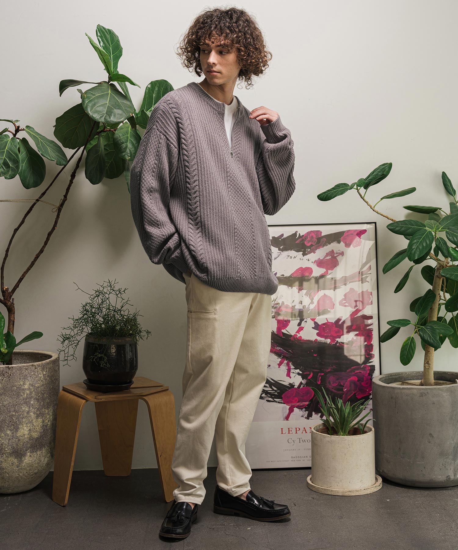 CAMBIO(カンビオ)】【予約販売10月上旬～中旬入荷】ハーフZIPニット